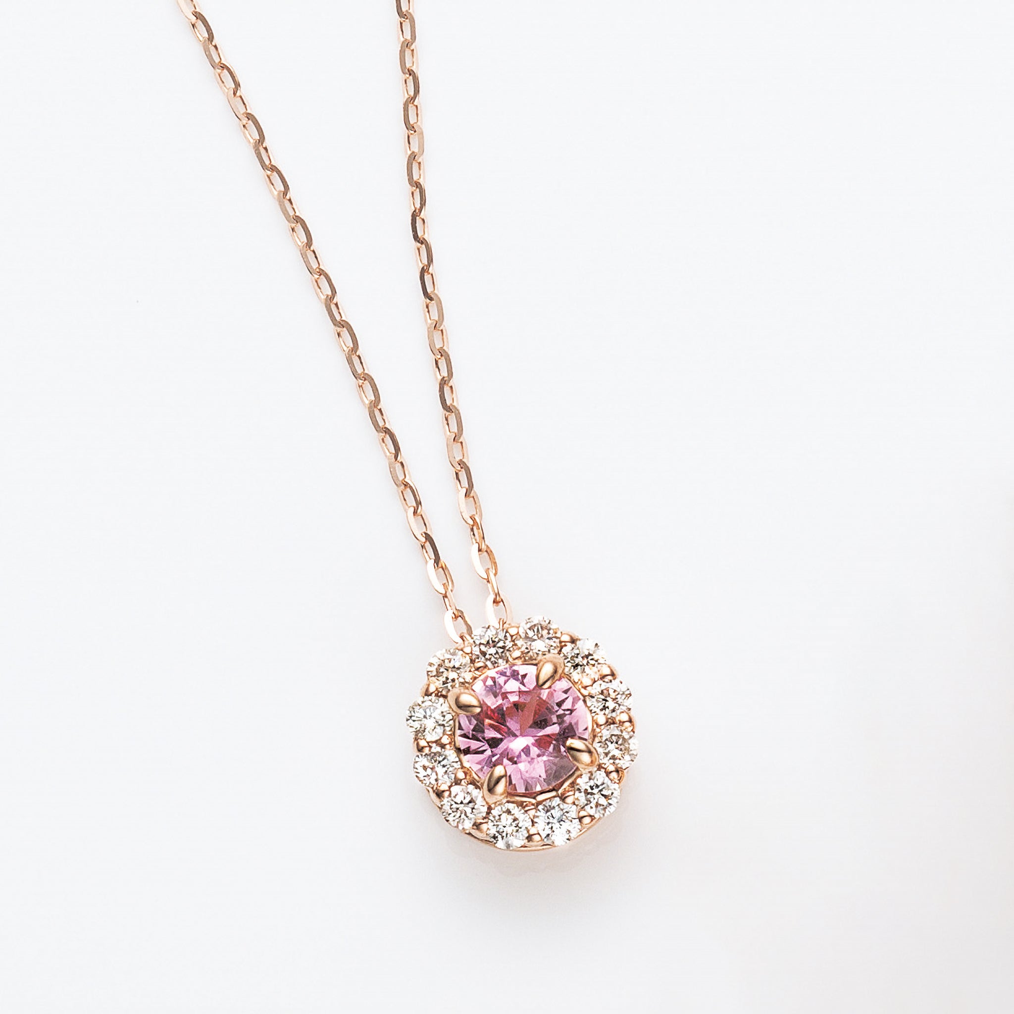 パパラチアサファイア/ダイヤモンド K18ネックレス(9月誕生石/鑑別書付)《25V00504》