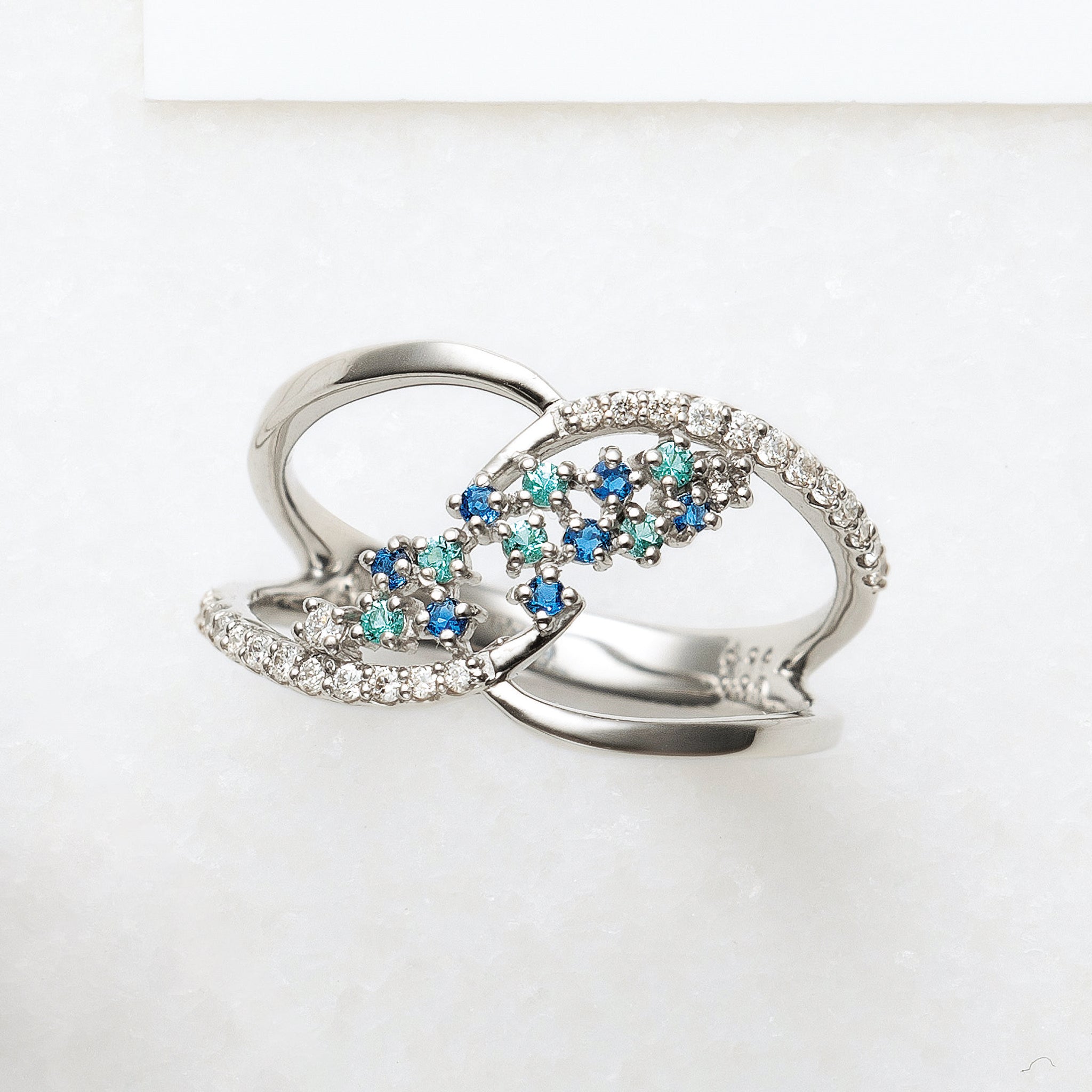 【限定5点】パライバトルマリン/アウイナイト プラチナリング(10月誕生石)《25V00509》