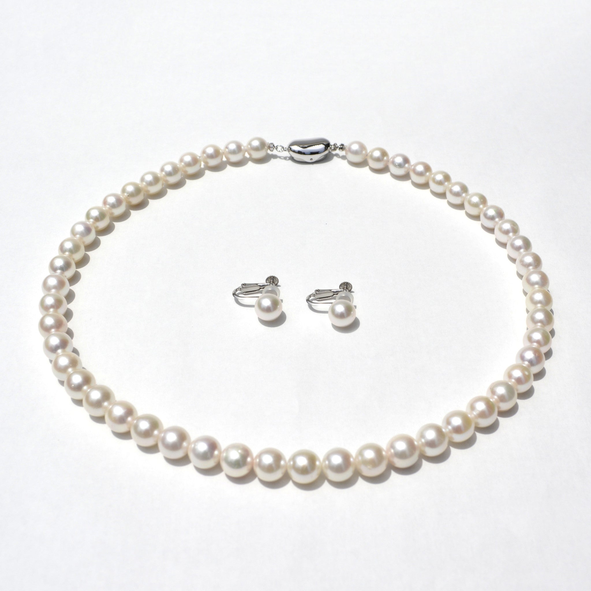 【限定6点】パール ネックレス＆イヤリング(アコヤ真珠/8mm/2点セット/6月誕生石/鑑別書付)《25V00701-E》