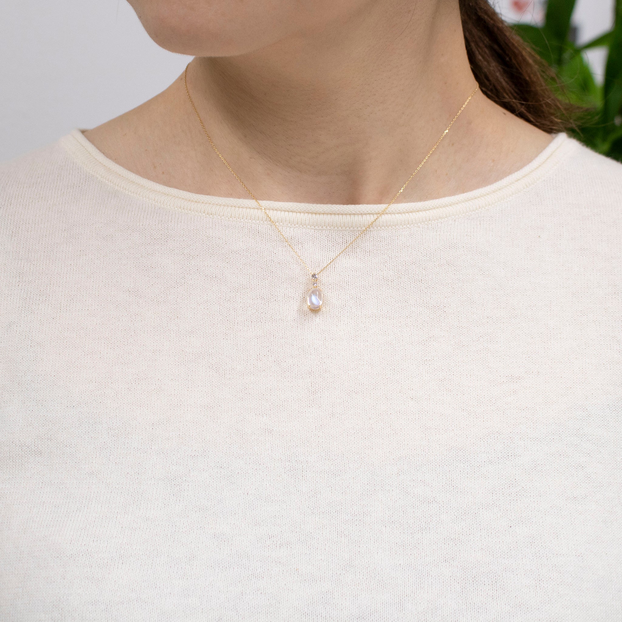 アンデシンラブラドライト/ダイヤモンド K18ネックレス《25V00703》