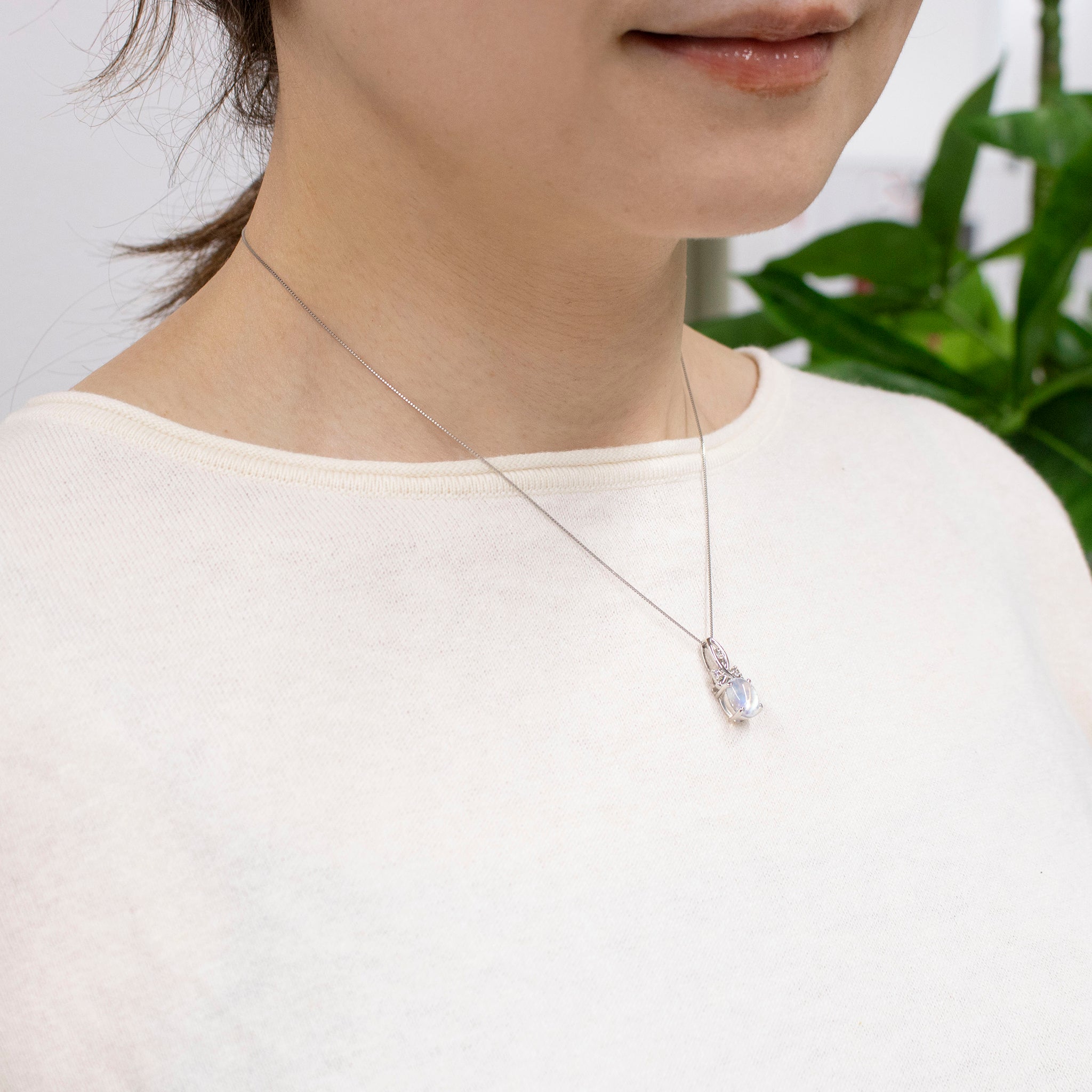 ラブラドライト/ダイヤモンド プラチナネックレス《25V00704》