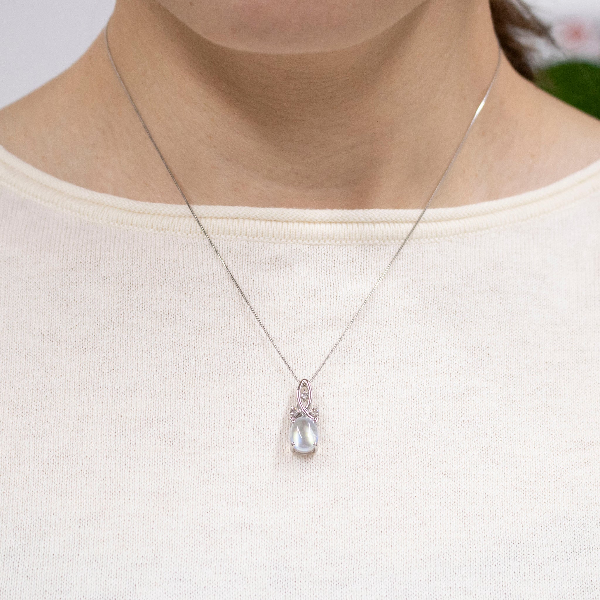 ラブラドライト/ダイヤモンド プラチナネックレス《25V00704》