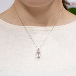 ラブラドライト/ダイヤモンド プラチナネックレス《25V00704》