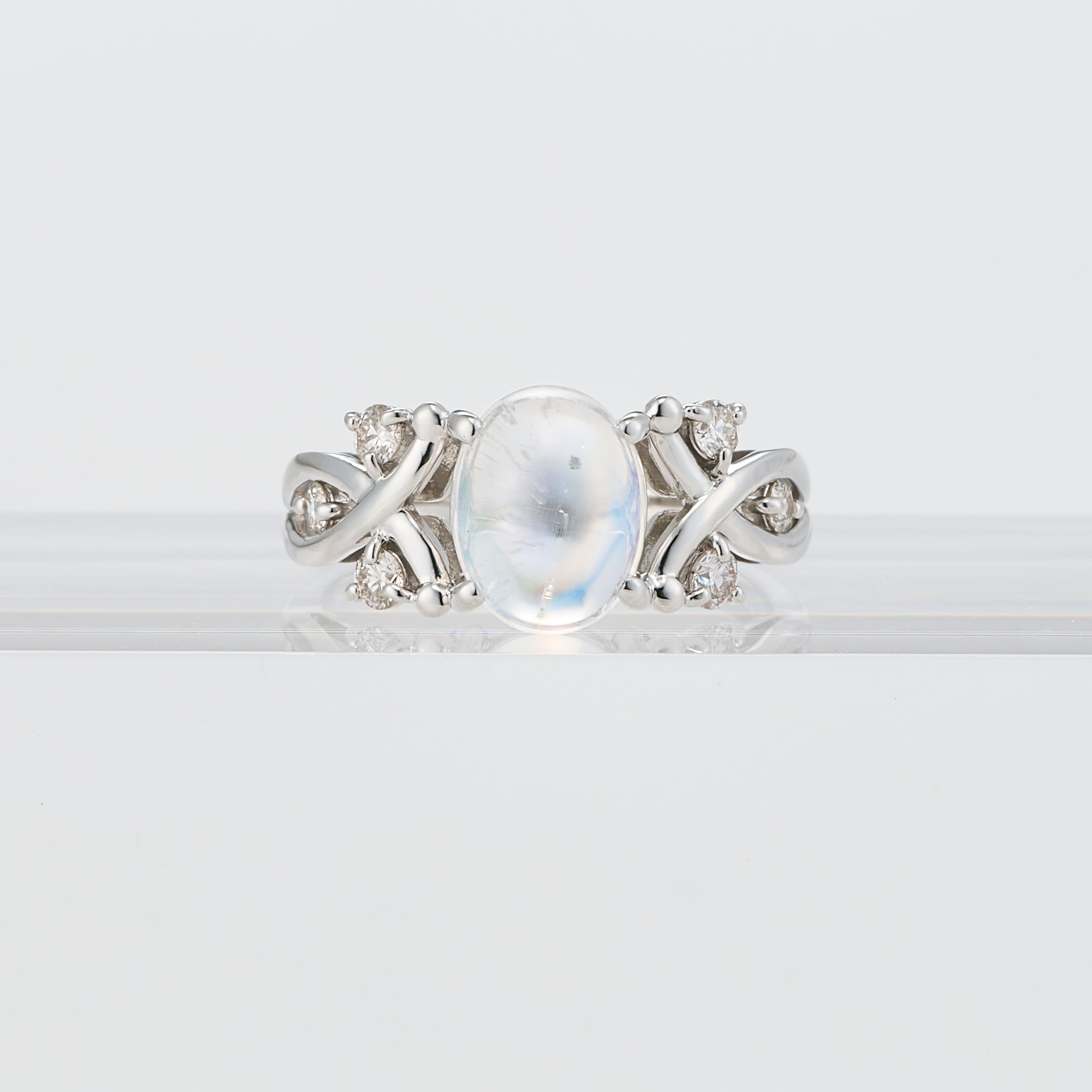 ラブラドライト/ダイヤモンド プラチナリング(鑑別書付)《25V00705》