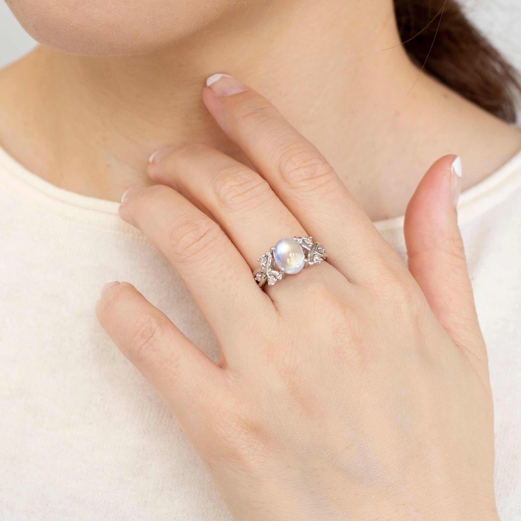 ラブラドライト/ダイヤモンド プラチナリング(鑑別書付)《25V00705》