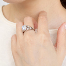 ラブラドライト/ダイヤモンド プラチナリング(鑑別書付)《25V00705》