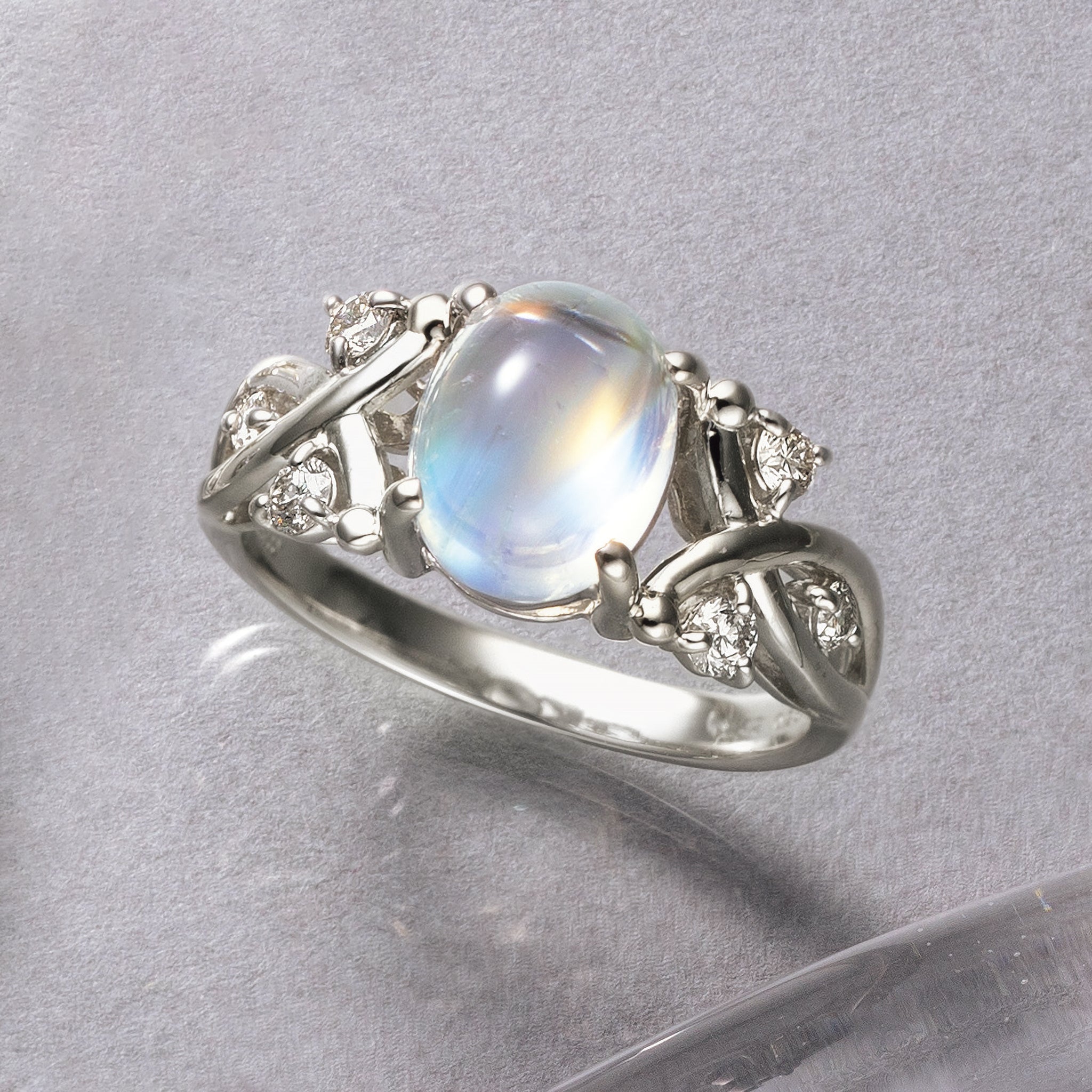 ラブラドライト/ダイヤモンド プラチナリング(鑑別書付)《25V00705》