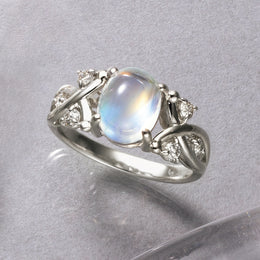 ラブラドライト/ダイヤモンド プラチナリング(鑑別書付)《25V00705》