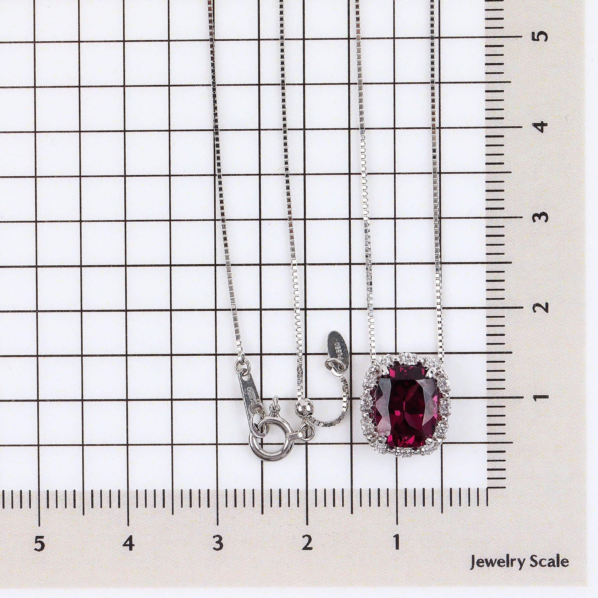 ロードライトガーネット/ダイヤモンド プラチナネックレス(2.3カラット/クッションシェイプ/1月誕生石/鑑別書付)《25V00802》