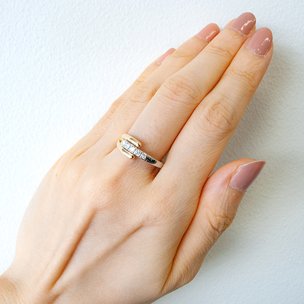 ダイヤモンド K18/プラチナリング(Lサイズ/フリーサイズ/4月誕生石)《25V00806-L》