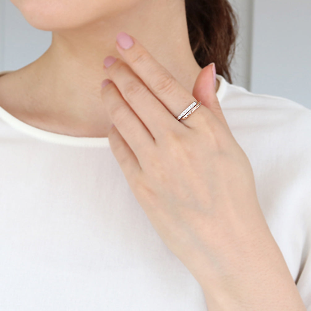 ダイヤモンド プラチナ/K18リング(Sサイズ/フリーサイズ/4月誕生石)《25V00807-S》