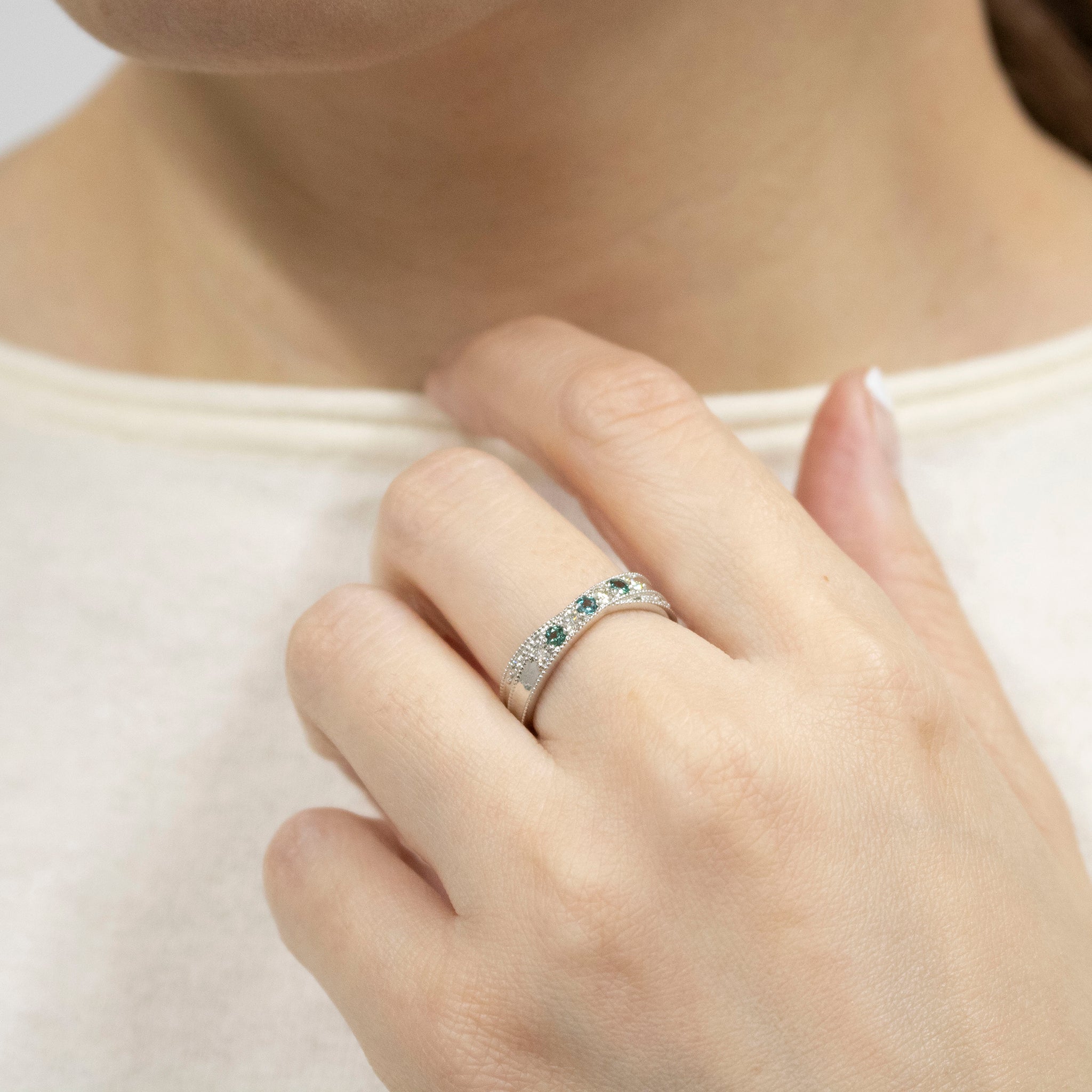 アレキサンドライト/ダイヤモンド プラチナリング(6月誕生石)《25V00901》