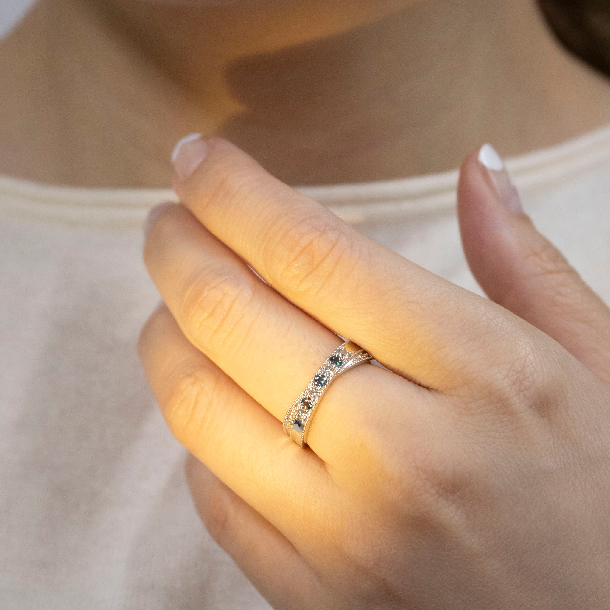 アレキサンドライト/ダイヤモンド プラチナリング(6月誕生石