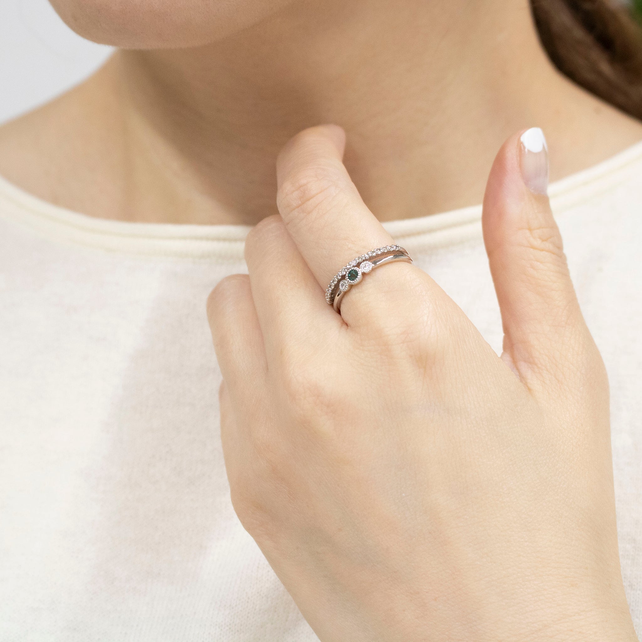 アレキサンドライト/ダイヤモンド プラチナリング(6月誕生石)《25V00904》