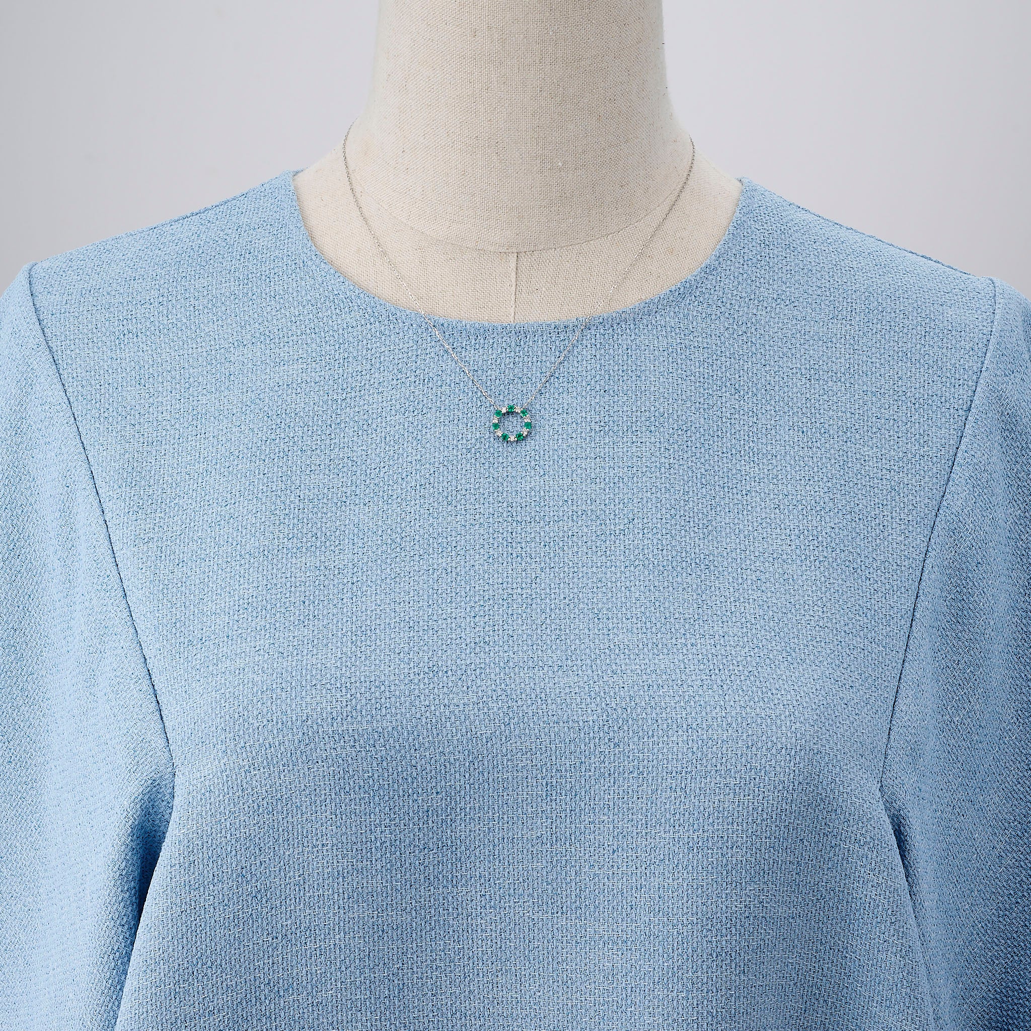 エメラルド/ダイヤモンド プラチナネックレス(5月誕生石)《25V00905》