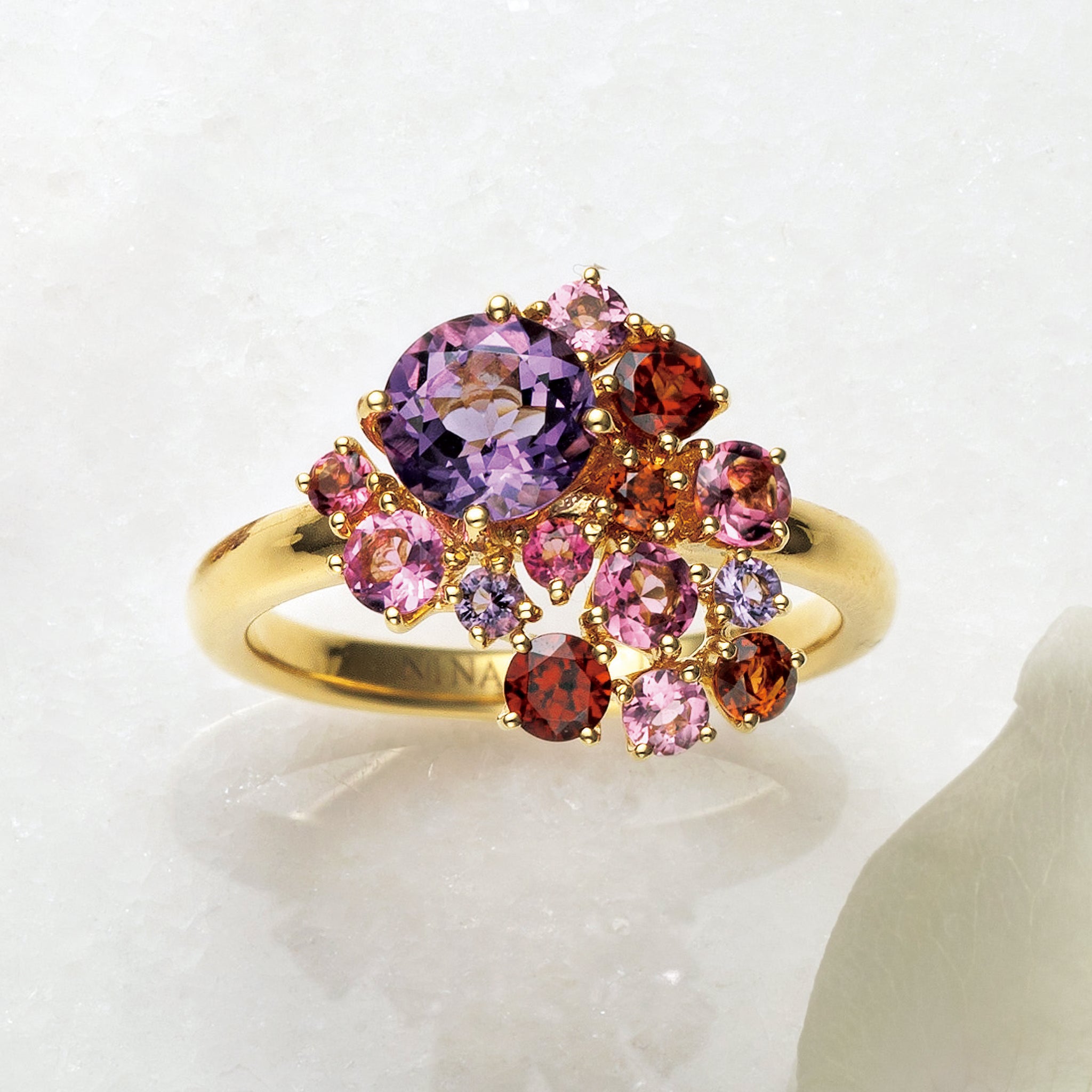 アメシスト/ガーネット K18リング(NINA RICCI)《25V01002》