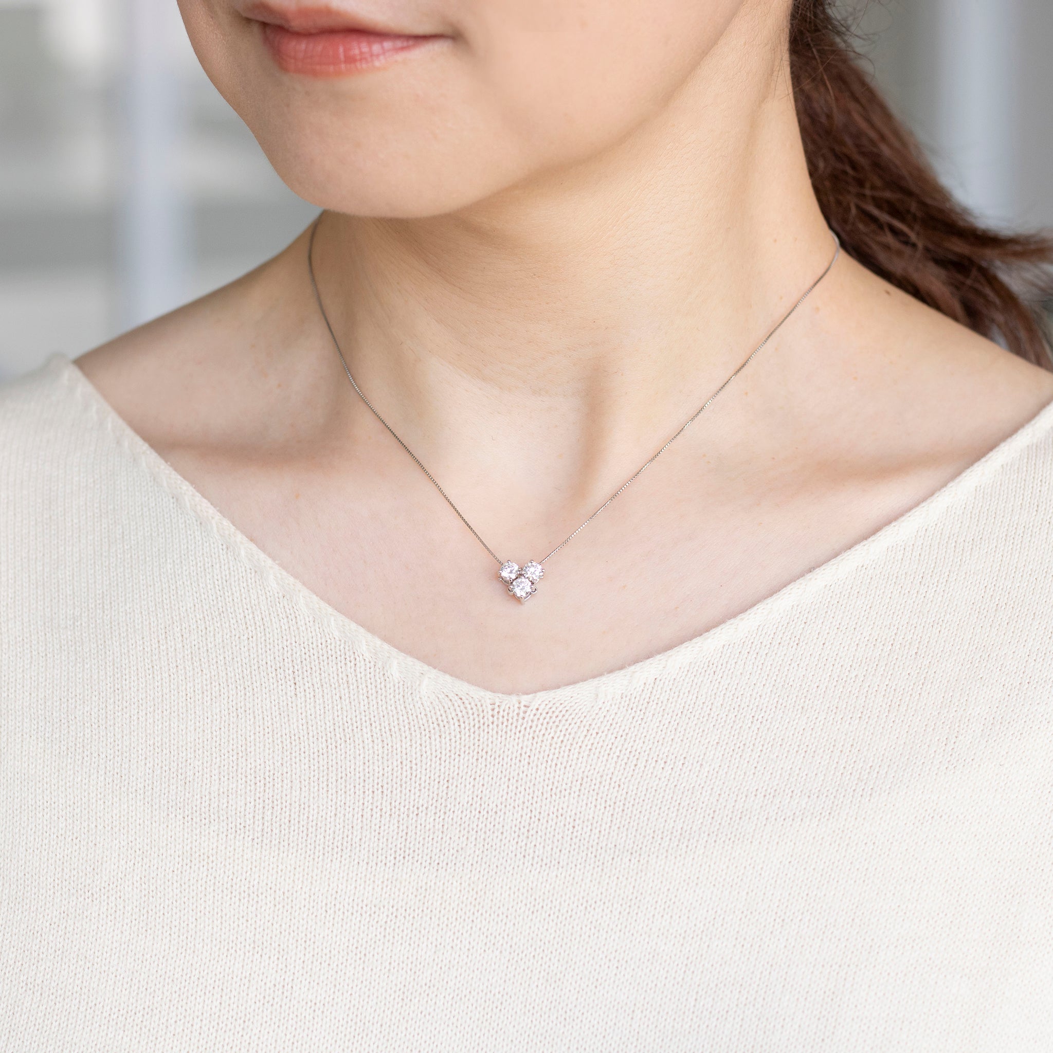 ダイヤモンド プラチナネックレス(計0.75カラット/Dカラー/SIクラス/GOOD/4月誕生石/グレーディングレポート付)《25V01105》