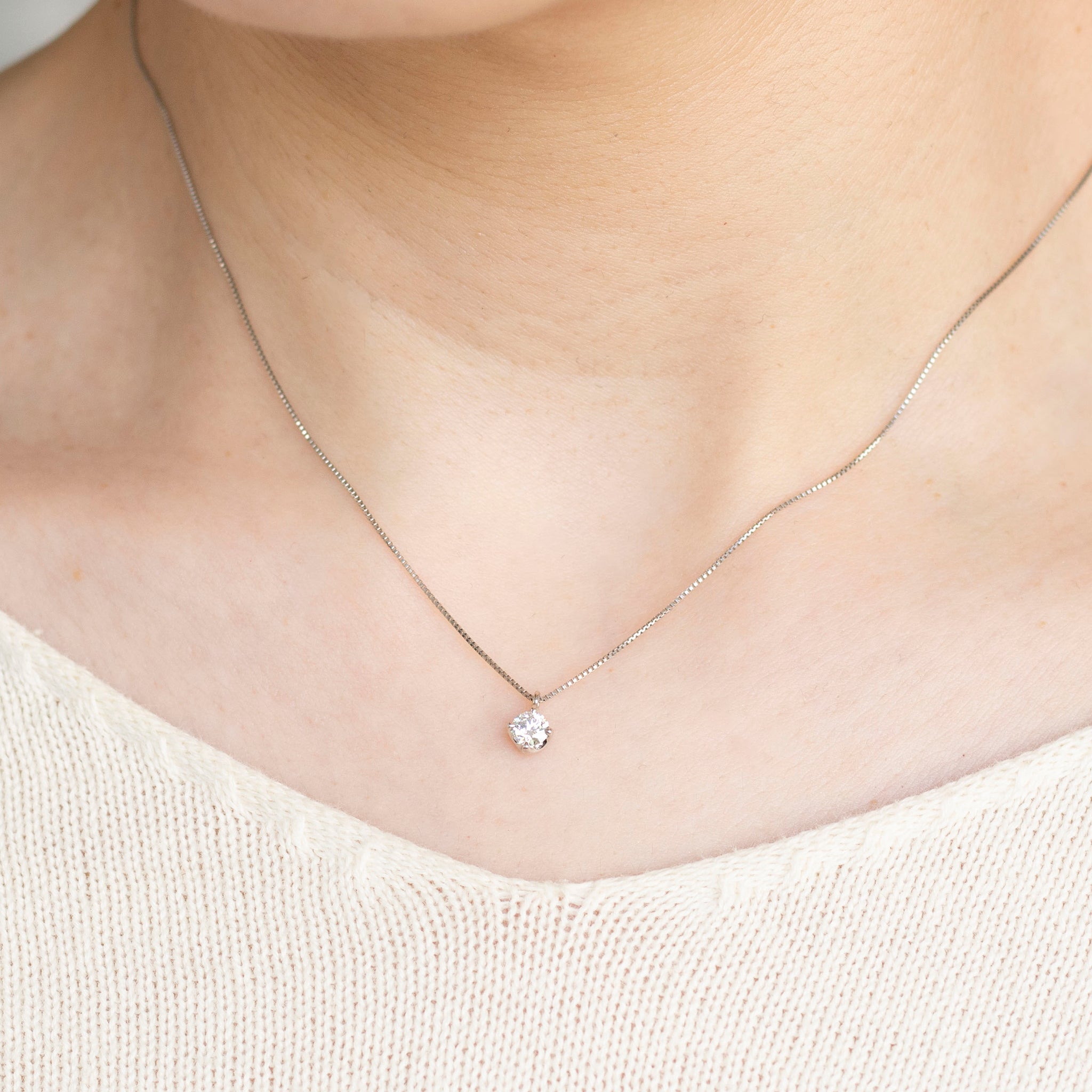 ダイヤモンド プラチナネックレス(0.2カラット/Dカラー/VVS1/EX/4月誕生石/グレーディングレポート付)《25V01106》