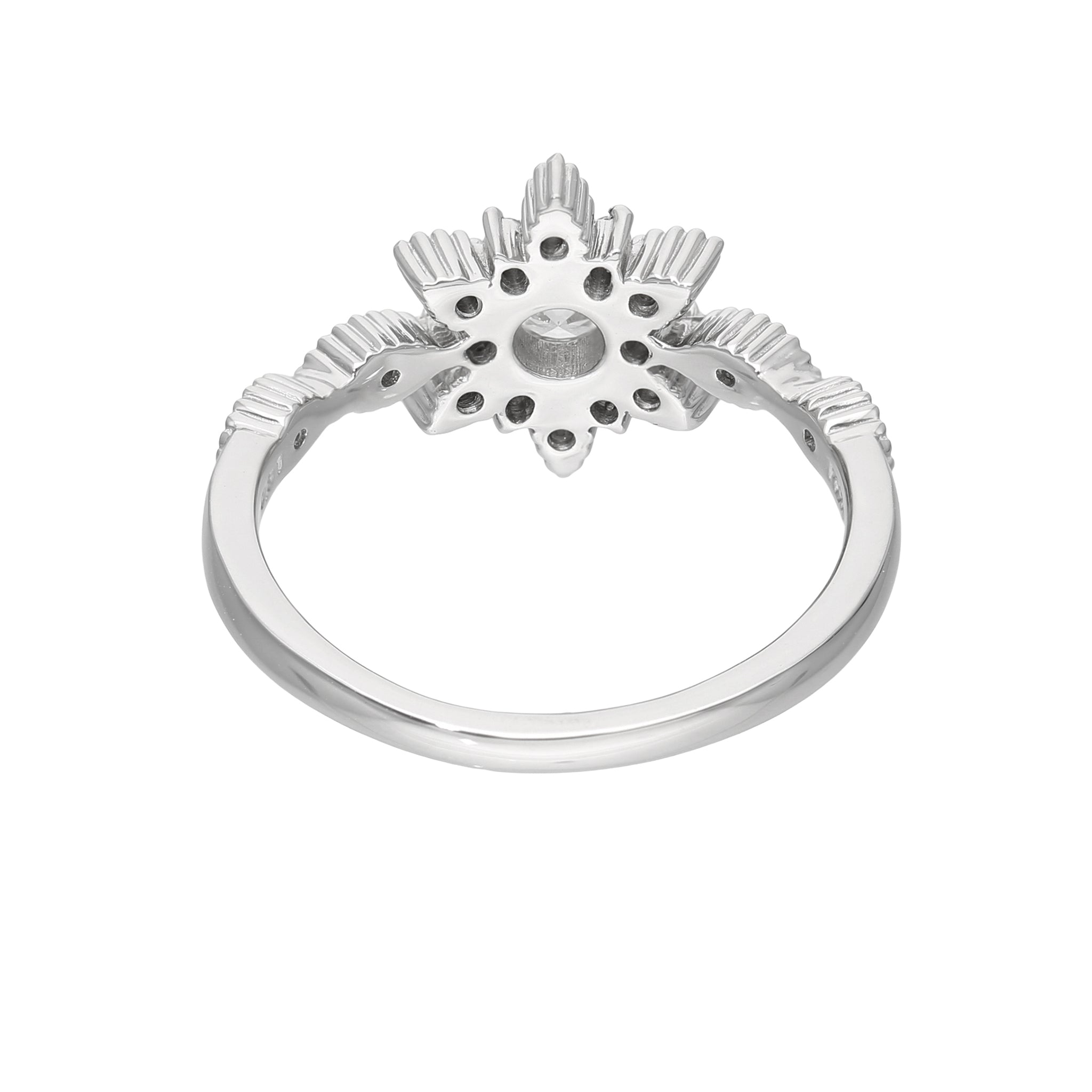 ダイヤモンド プラチナリング(ミル打ち風/雪の結晶モチーフ/4月誕生石)《25V01201》