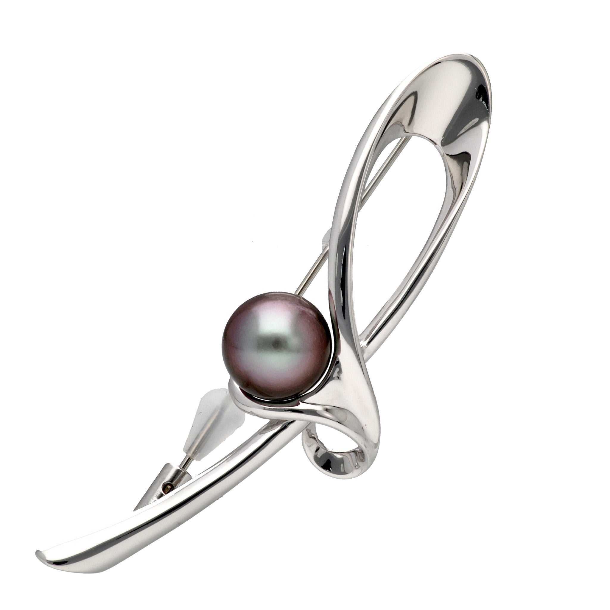 パール シルバーブローチ(黒蝶真珠/10mm/6月誕生石)《25V01204》