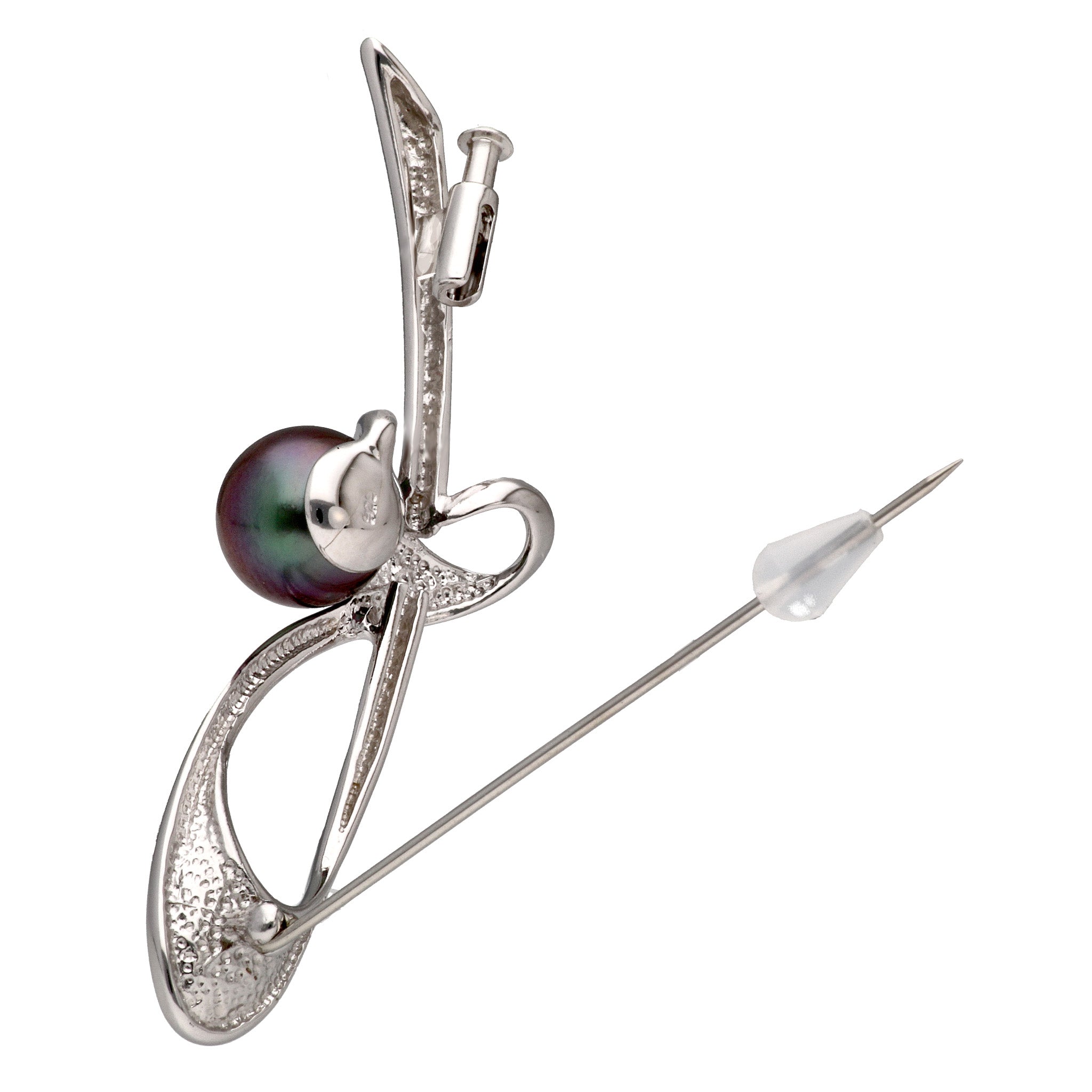 パール シルバーブローチ(黒蝶真珠/10mm/6月誕生石)《25V01204》