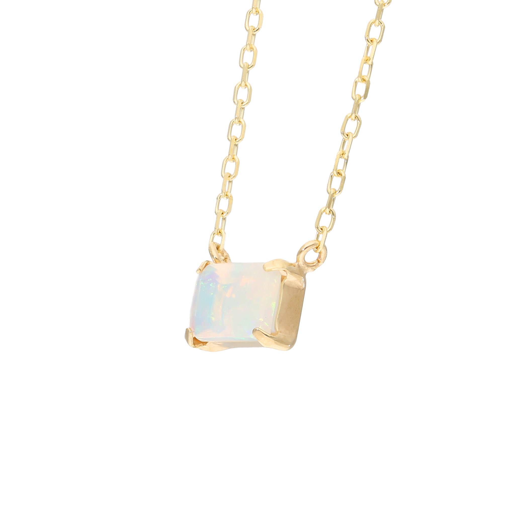 オパール K10ネックレス(エメラルドカット/10月誕生石)《25V01303》