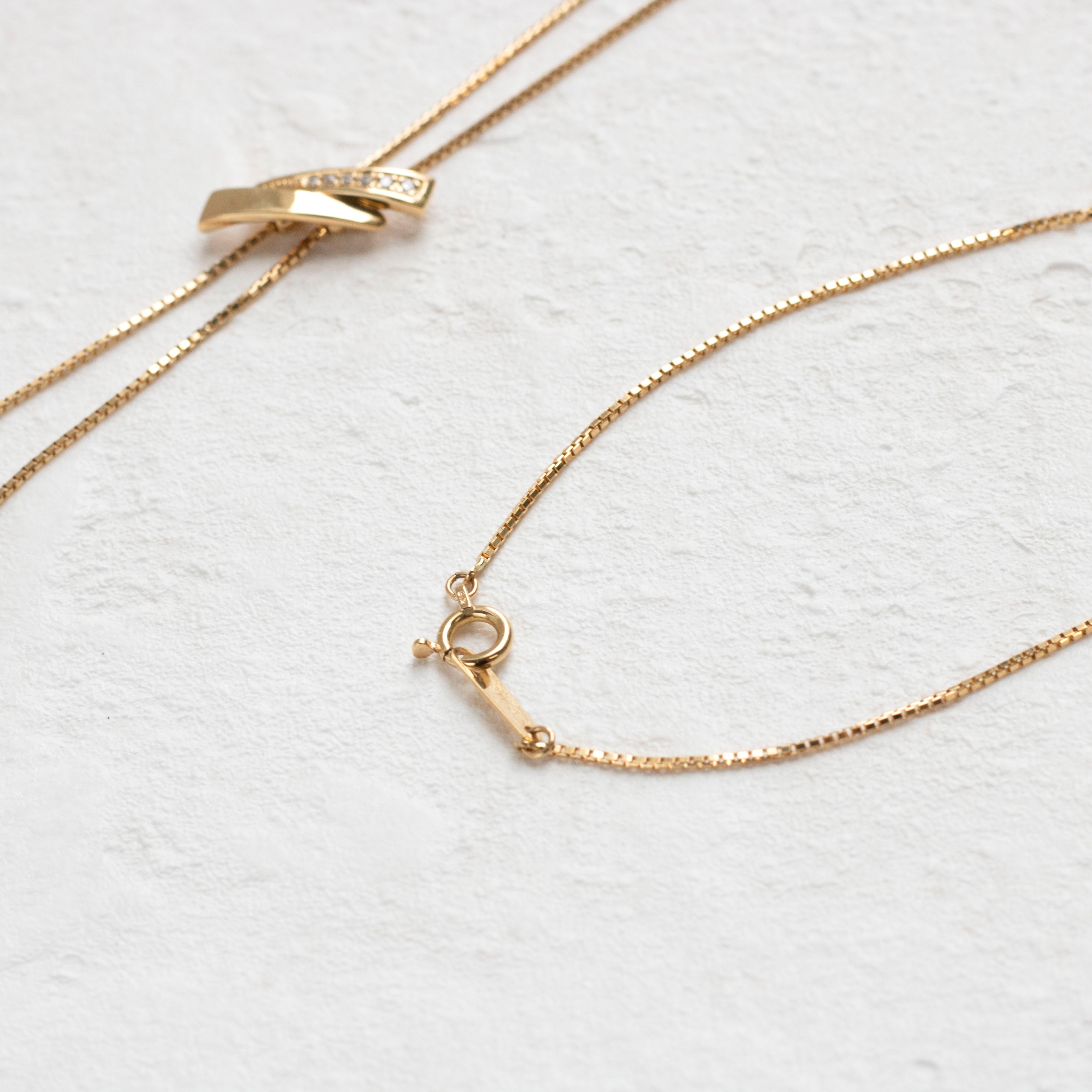 ダイヤモンド K18ネックレス(ロング/75cm/スライド式)《25V01305》