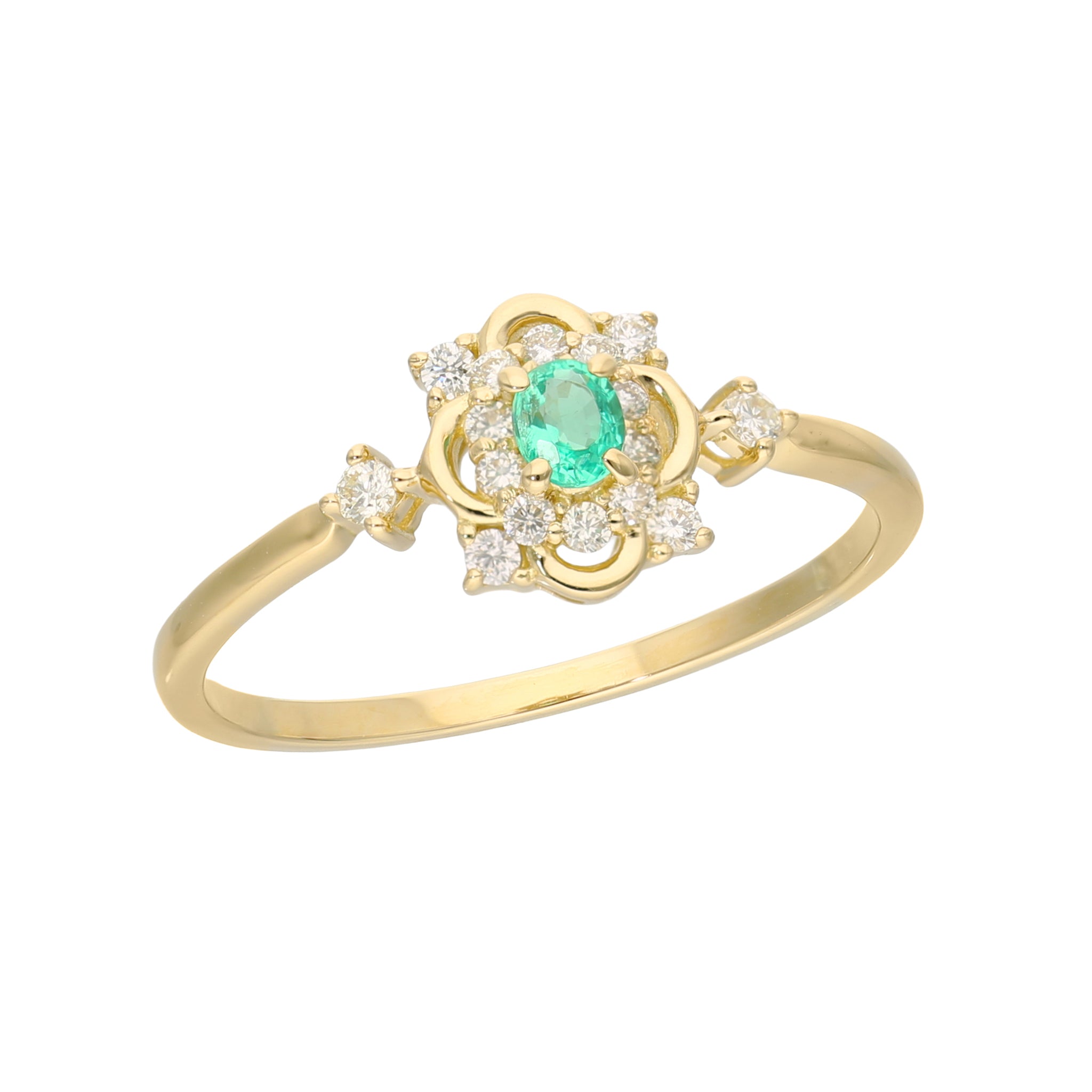 エメラルド/ダイヤモンド K18リング(5月誕生石)《25V01306》