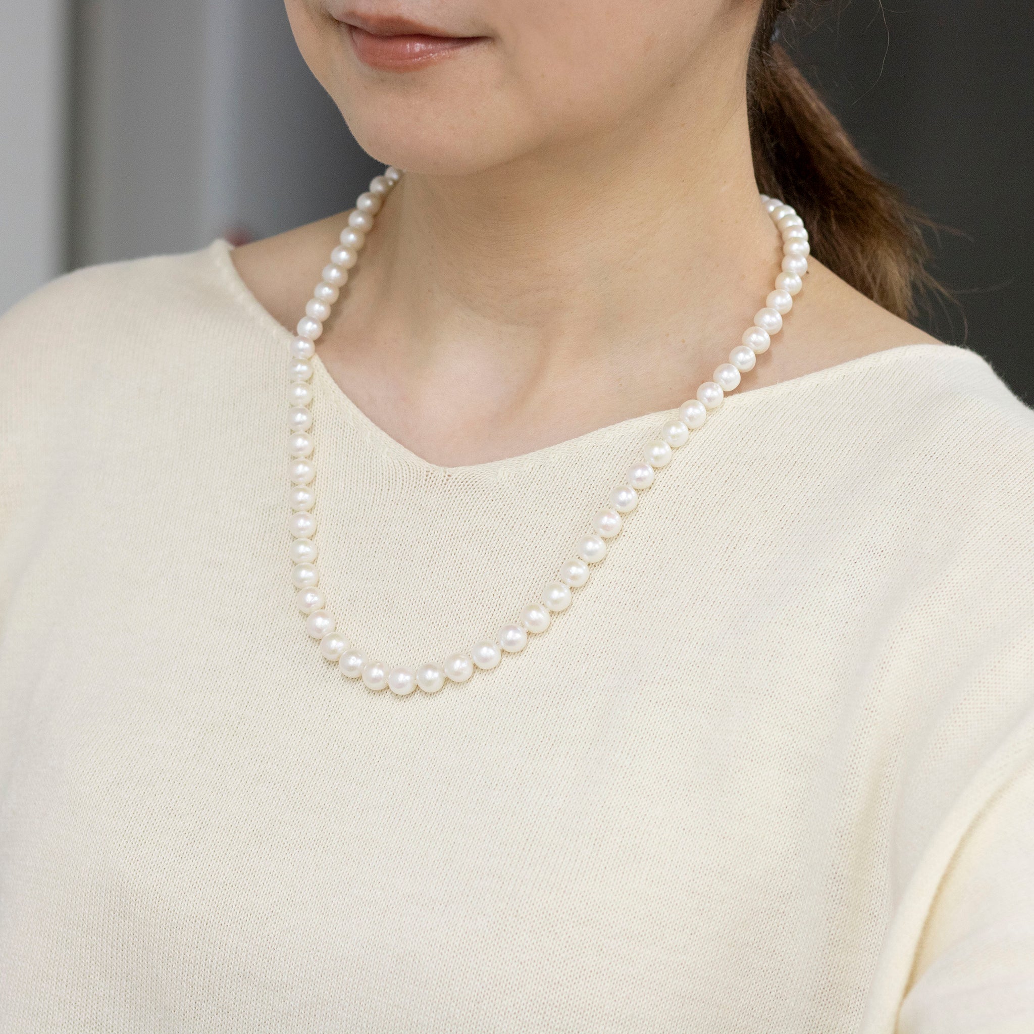 パール ネックレス(淡水真珠/2Way/6月誕生石)《25V01506》