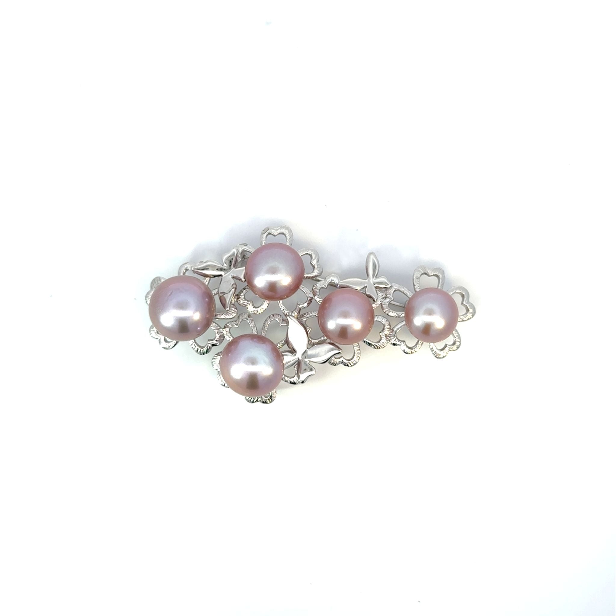 パール シルバーブローチ兼ペンダントトップ(淡水真珠/9mm・10mm/ピンクパープル系/フラワーモチーフ/6月誕生石)《25V01507》