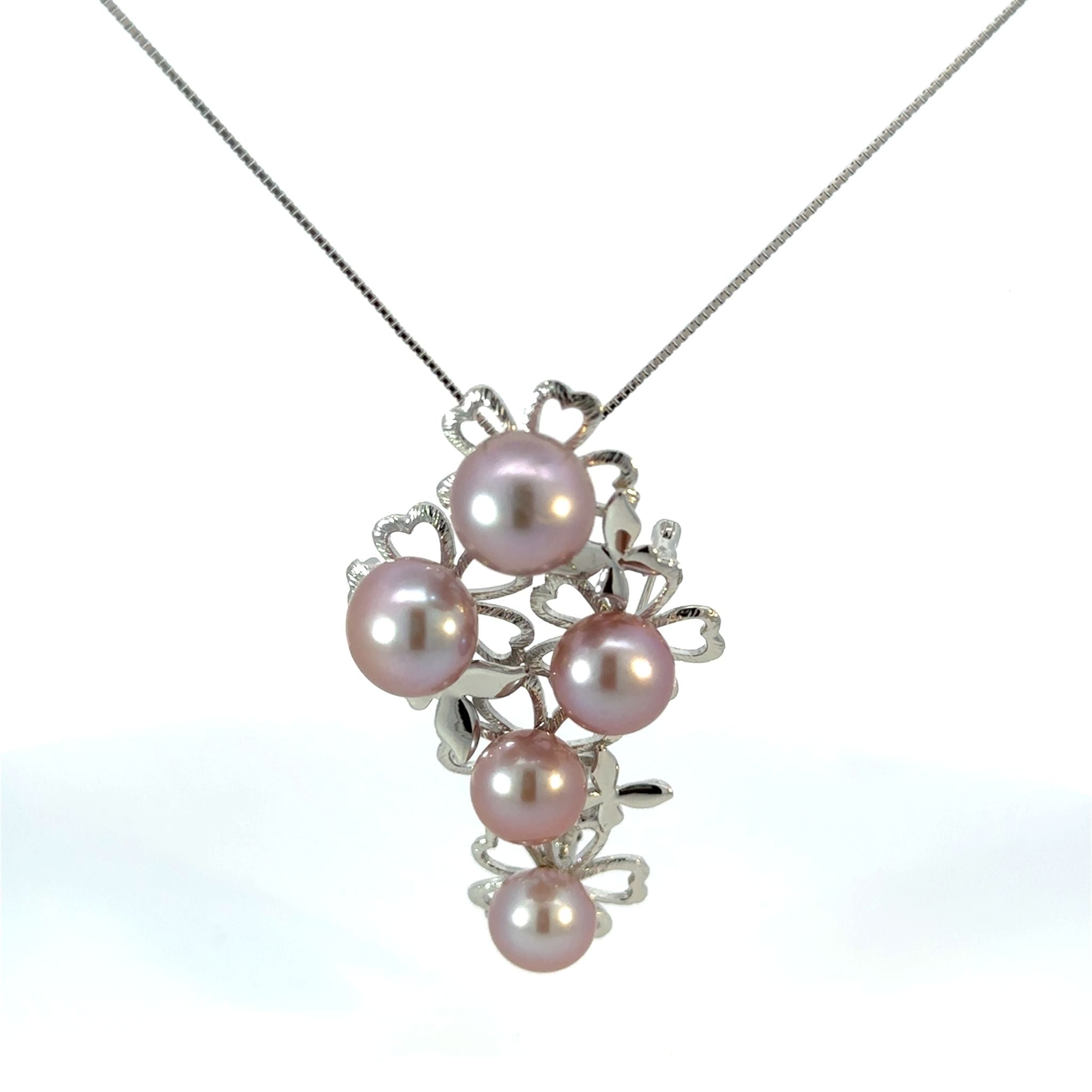 パール シルバーブローチ兼ペンダントトップ(淡水真珠/9mm・10mm/ピンクパープル系/フラワーモチーフ/6月誕生石)《25V01507》