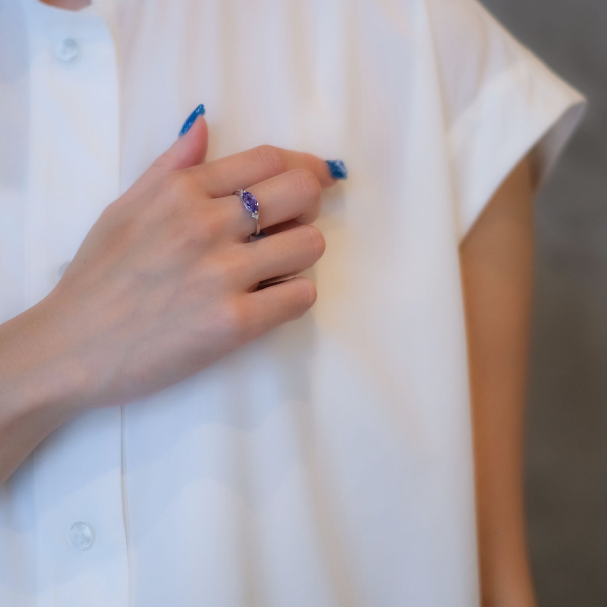 タンザナイト/ダイヤモンド プラチナリング(1.0カラット/マーキス/12月誕生石)《25V01608》