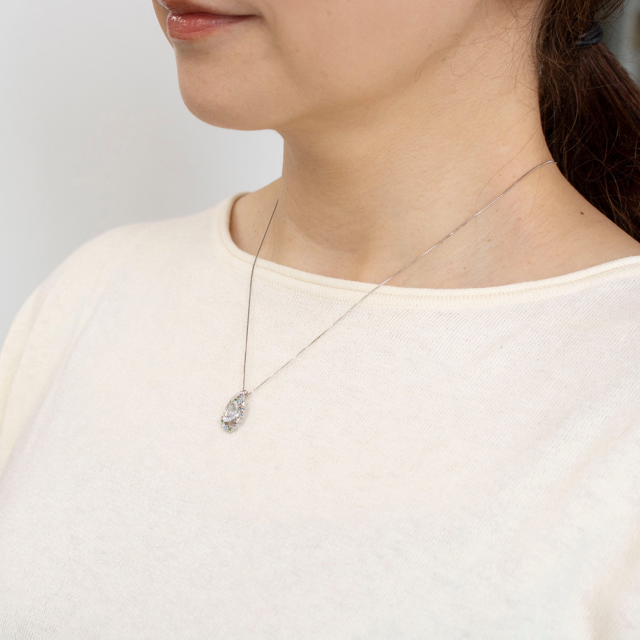 【限定3点】アンデシンラブラドライト/マルチカラー プラチナネックレス《25V01702》