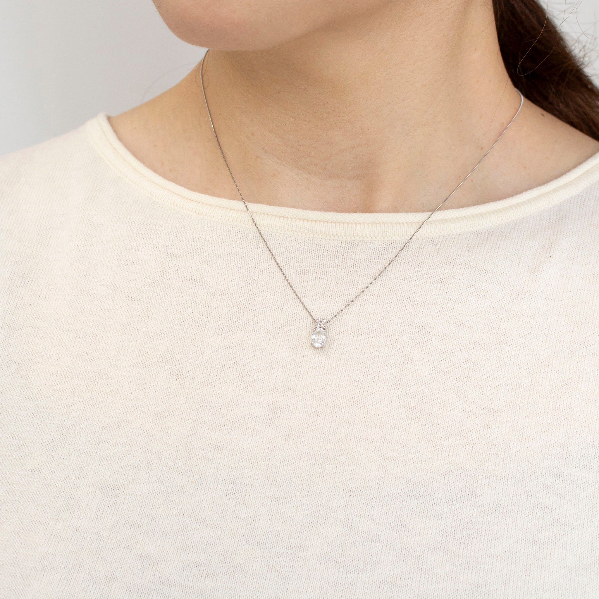 ハイアライトオパール/ダイヤモンド プラチナネックレス(10月誕生石)《25V01703》