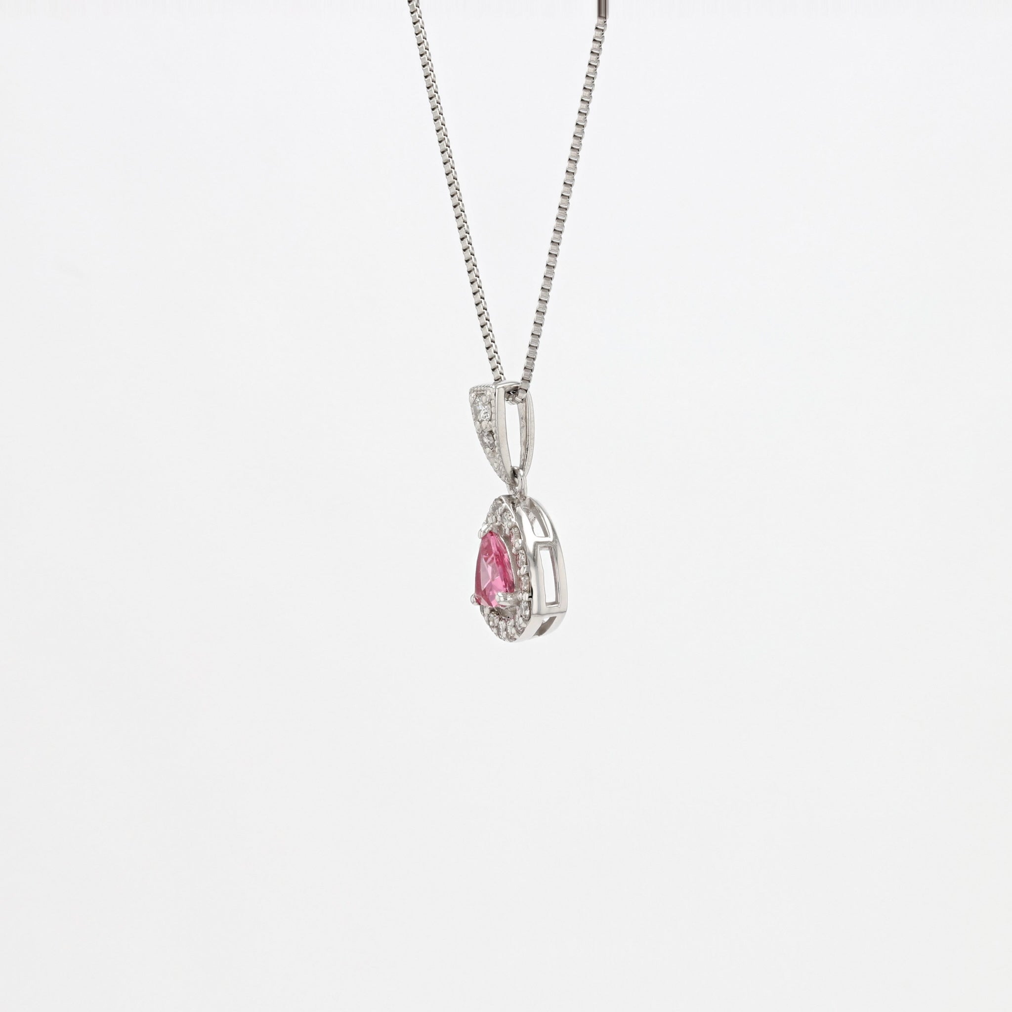 ピンクスピネル/ダイヤモンド プラチナネックレス(8月誕生石)《25V01704》