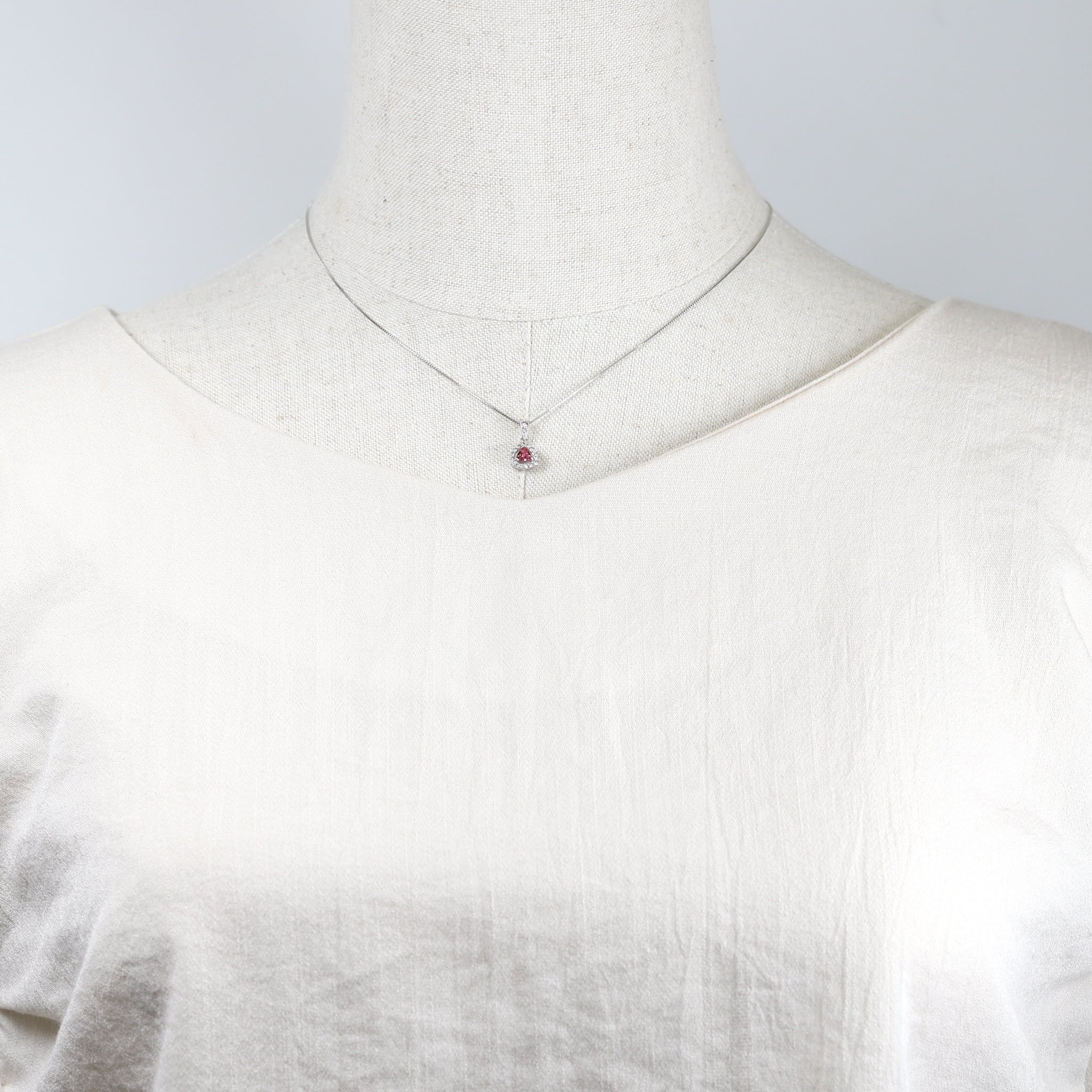 ピンクスピネル/ダイヤモンド プラチナネックレス(8月誕生石)《25V01704》