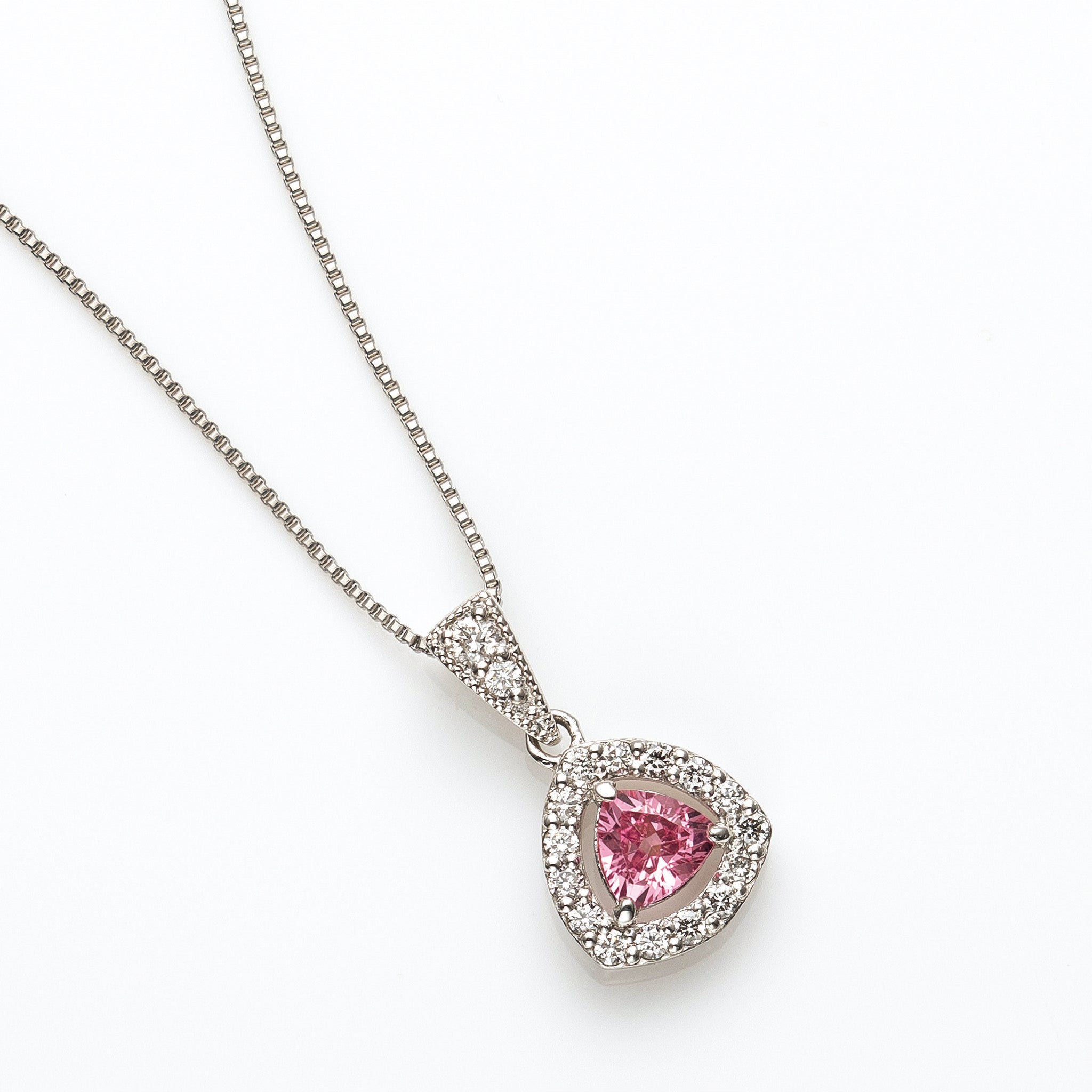 ピンクスピネル/ダイヤモンド プラチナネックレス(8月誕生石)《25V01704》