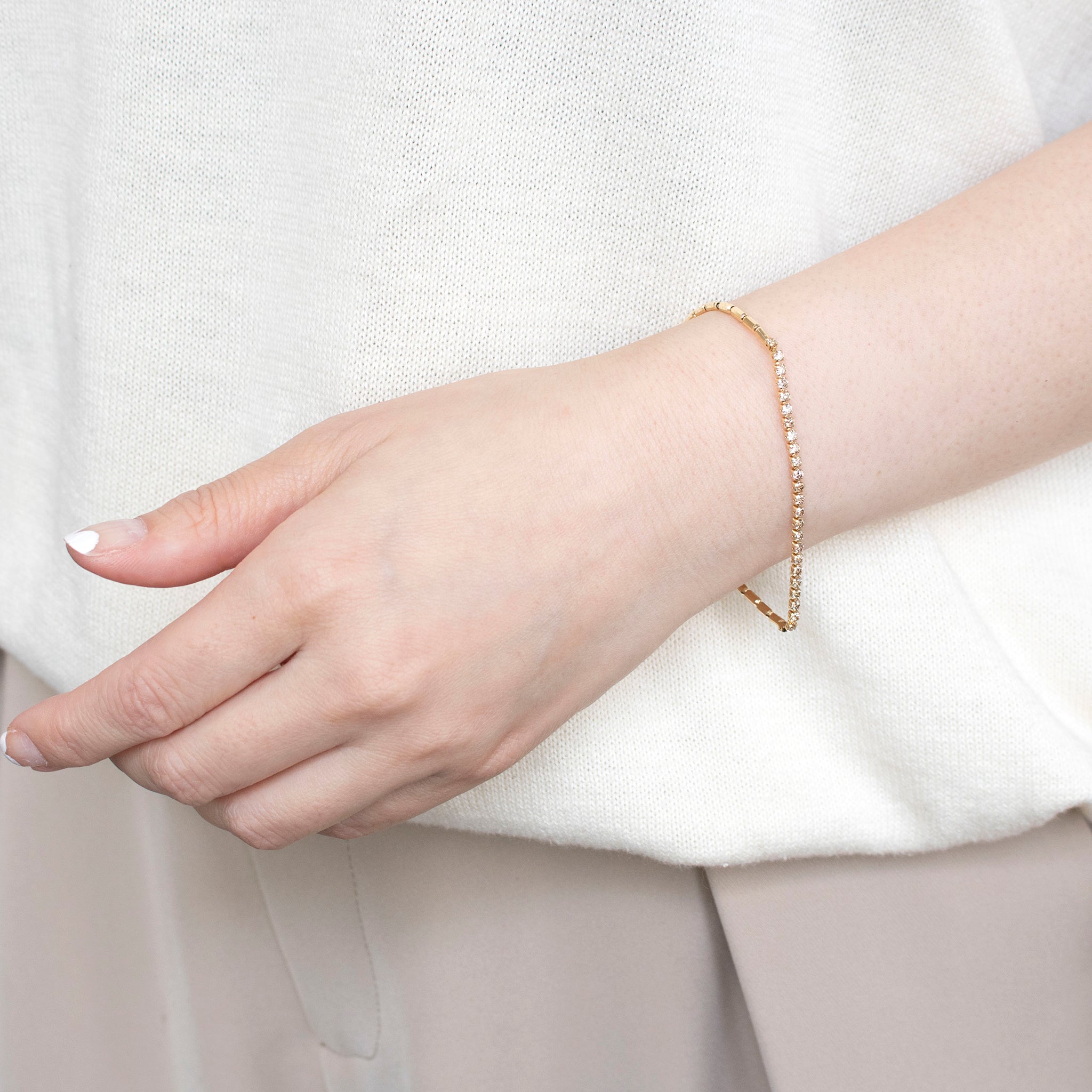 ダイヤモンド K18ブレスレット(計1カラット/ストレッチタイプ/4月誕生石)《25V01801》