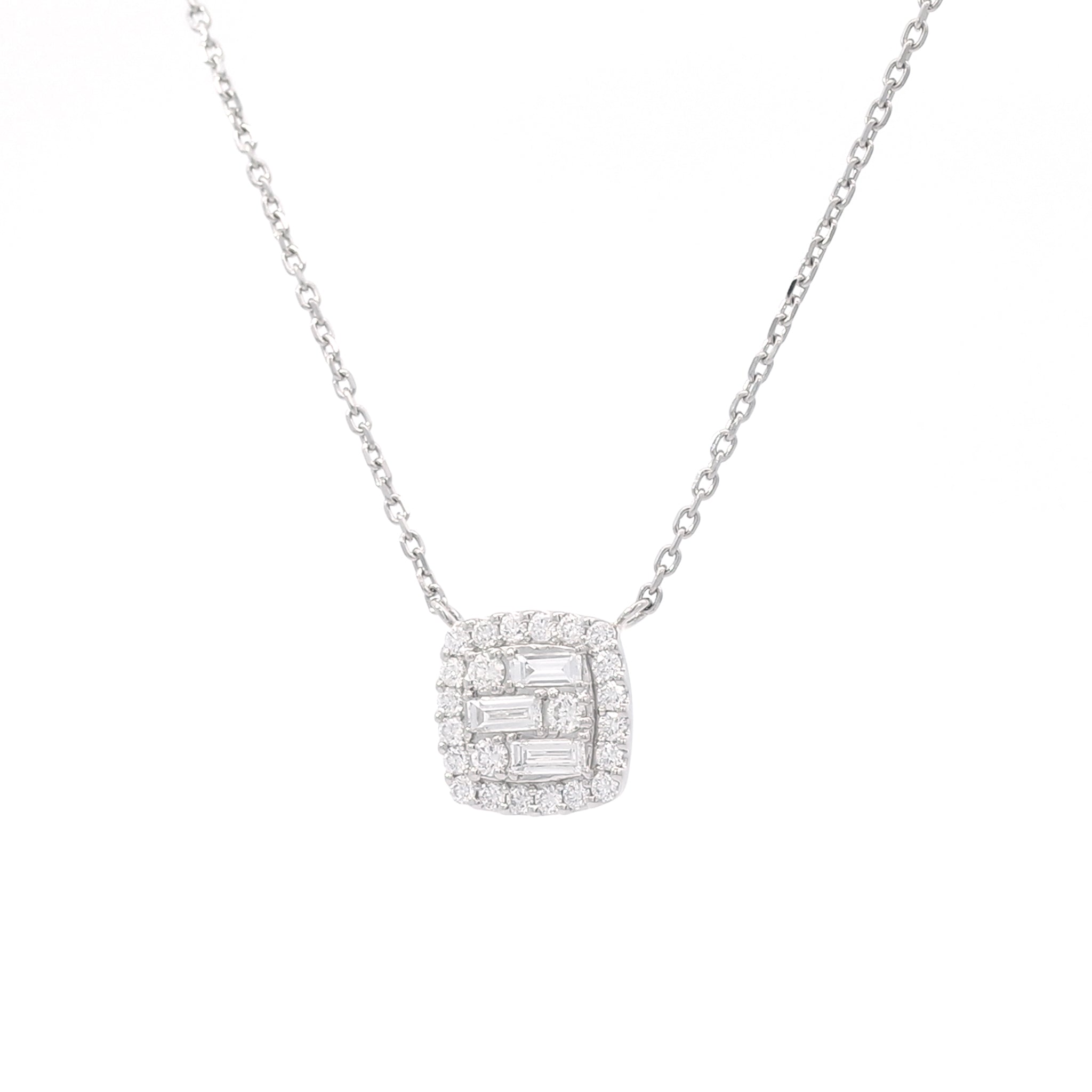 ダイヤモンド プラチナネックレス(バゲットカット/4月誕生石)《25V01806》