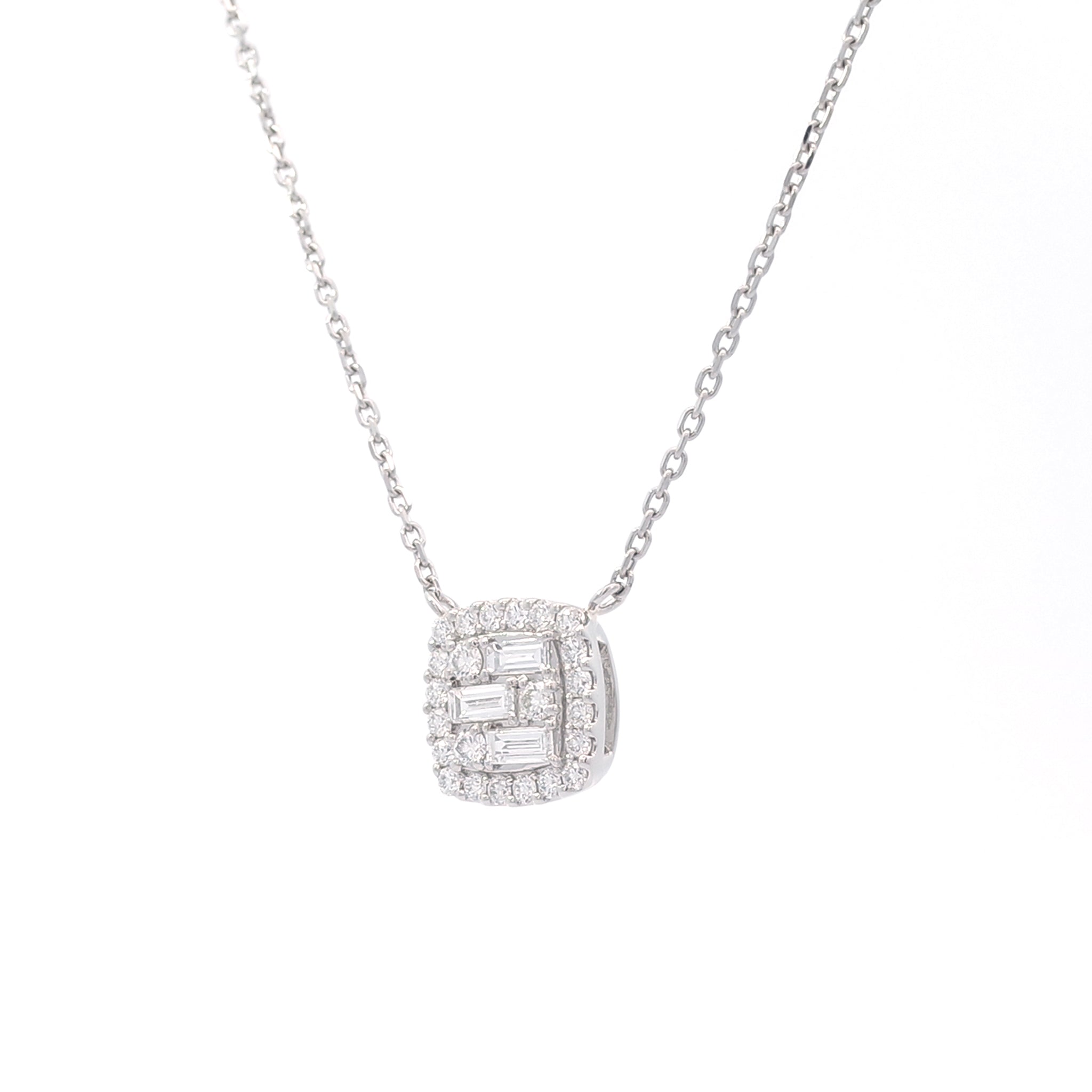 ダイヤモンド プラチナネックレス(バゲットカット/4月誕生石)《25V01806》