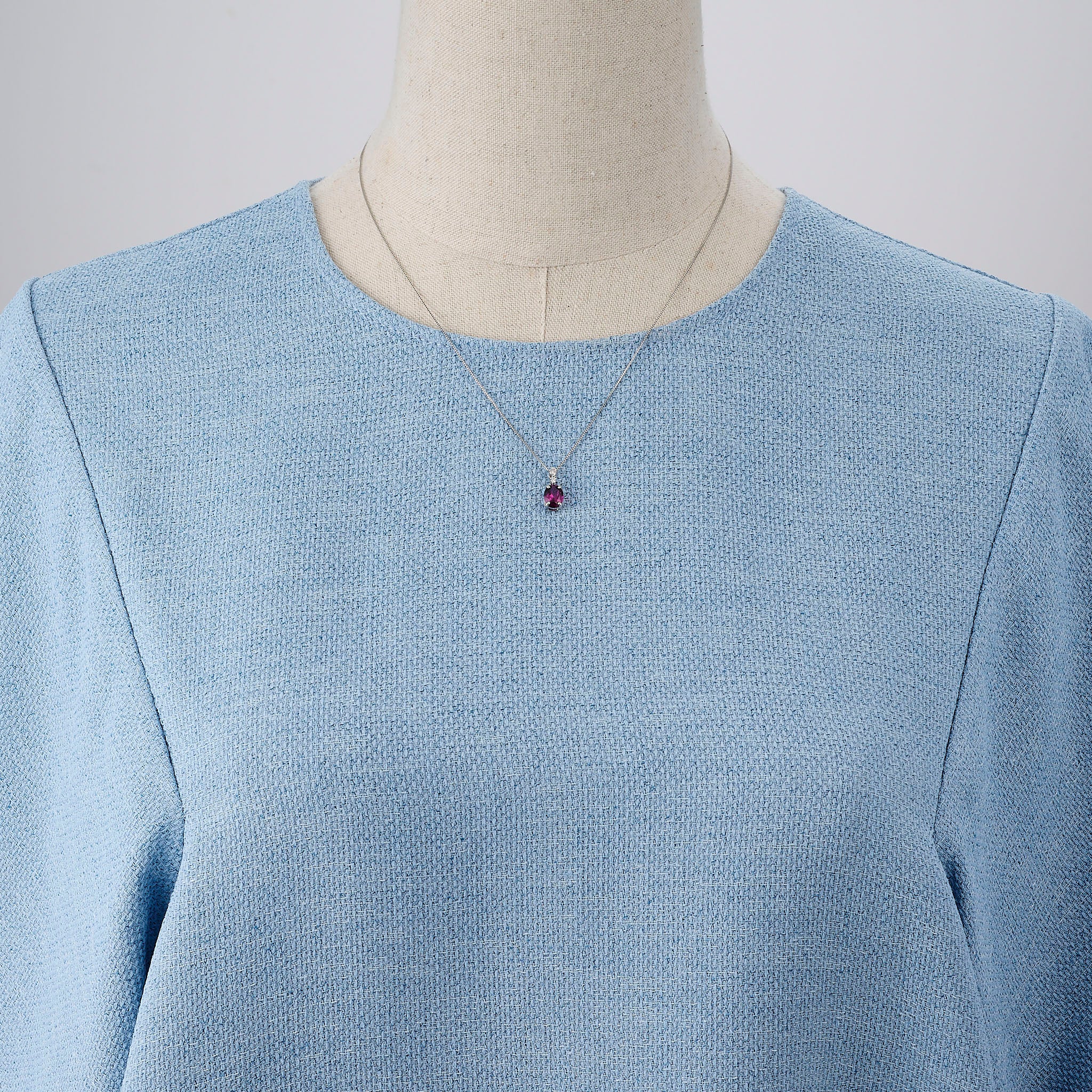 ガーネット/ダイヤモンド プラチナネックレス(1.2カラット/1月誕生石)《25V01903》