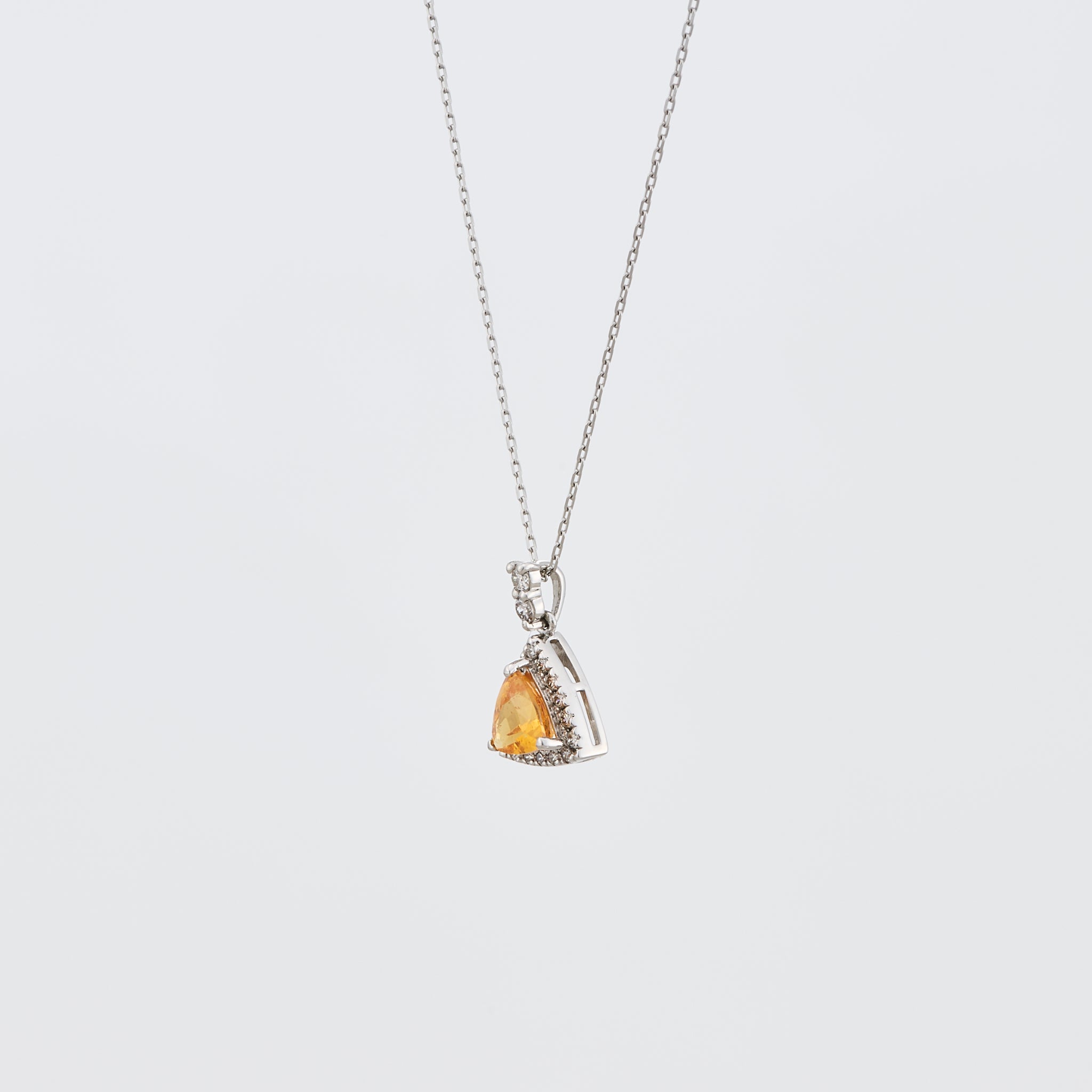 スペサルティンガーネット/ダイヤモンド プラチナネックレス(トリリアントカット/1月誕生石)《25V01905》