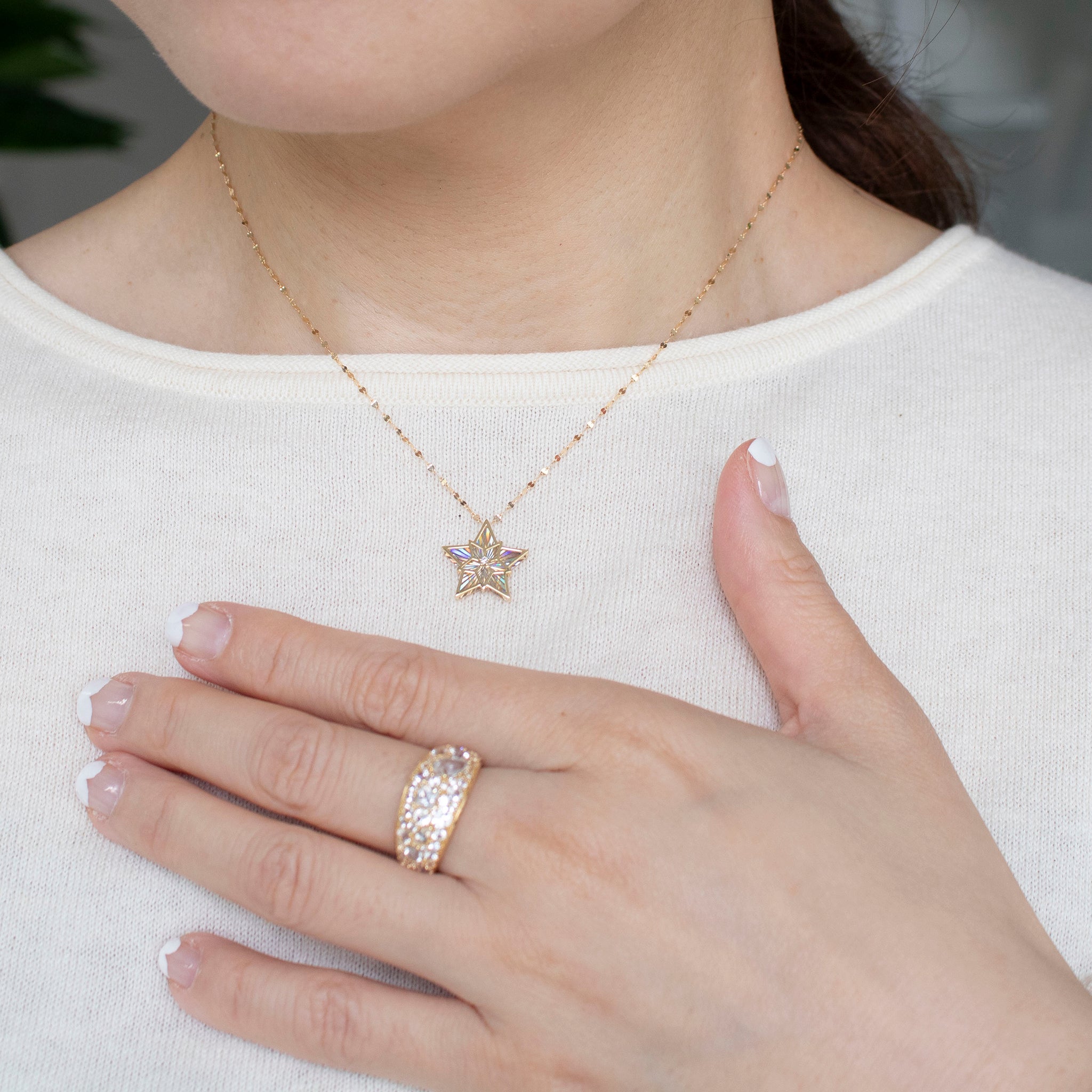 限定5点】ダイヤモンド K18ネックレス(星モチーフ/4月誕生石