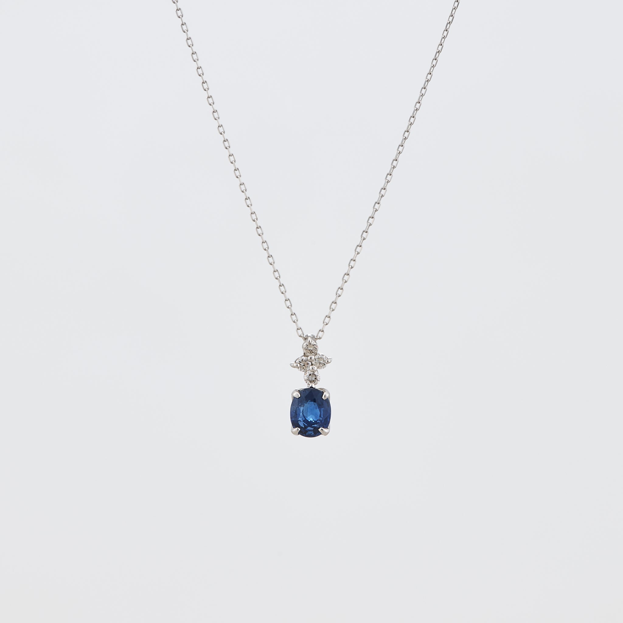 サファイア/ダイヤモンド プラチナネックレス(9月誕生石)《25V02008》