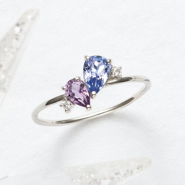 タンザナイト/アメシスト プラチナリング(ペアシェイプ)《25V02203