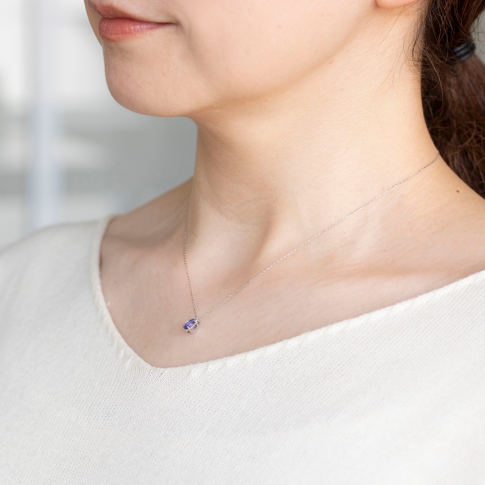 タンザナイト/ダイヤモンド プラチナネックレス(12月誕生石)《25V02204》