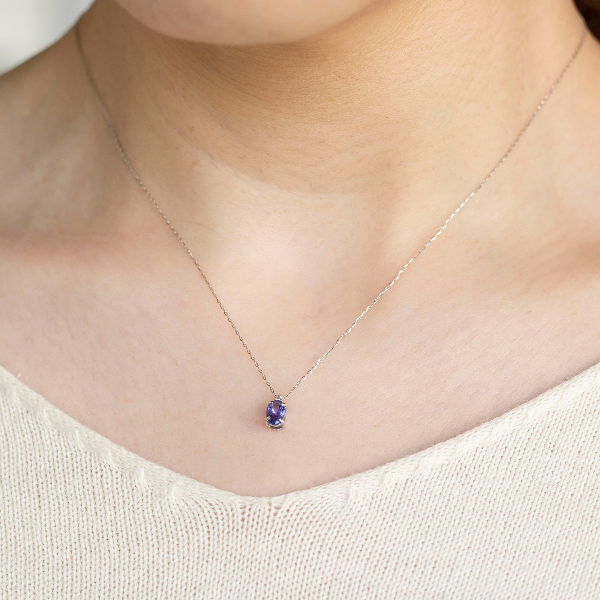 タンザナイト/ダイヤモンド プラチナネックレス(12月誕生石)《25V02204》