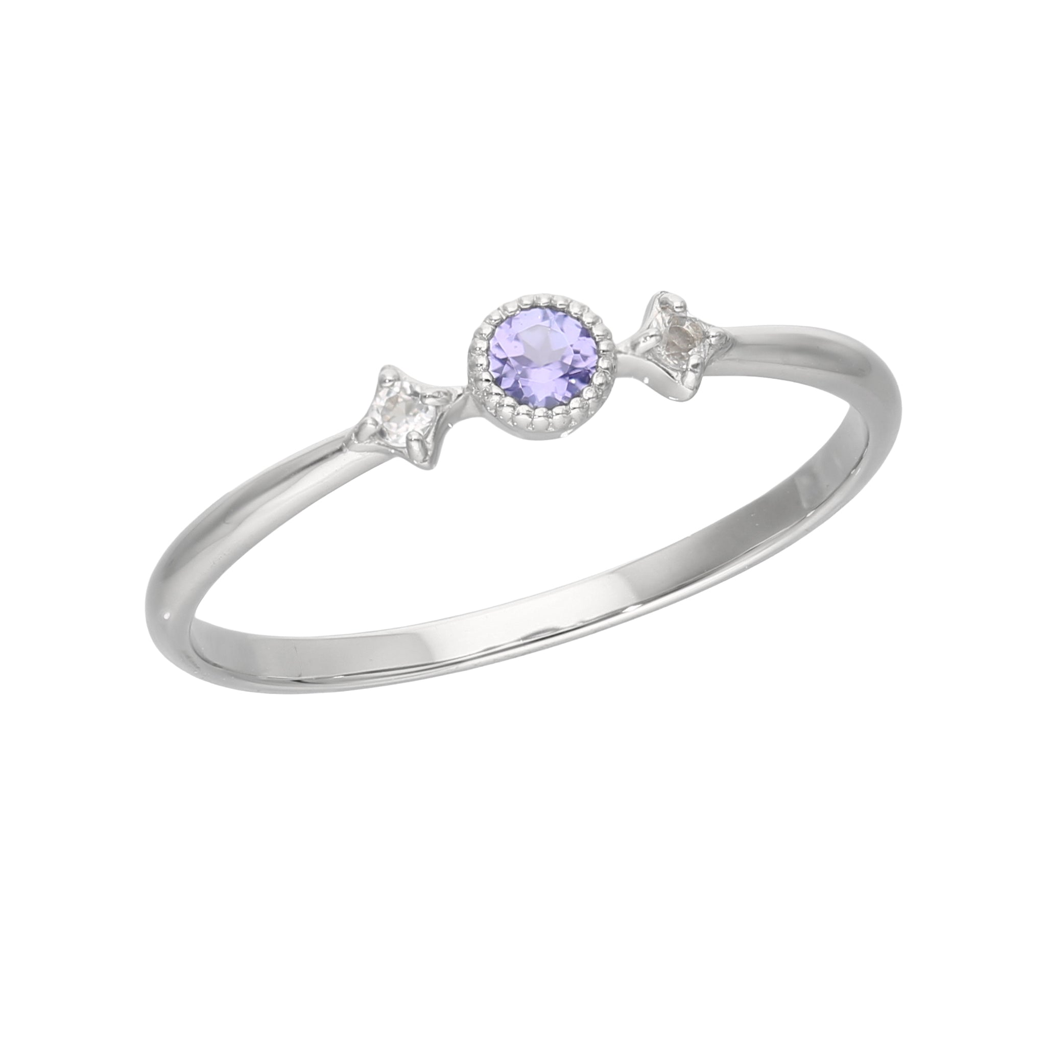 タンザナイト/ホワイトトパーズ プラチナリング(12月誕生石)《25V02208》