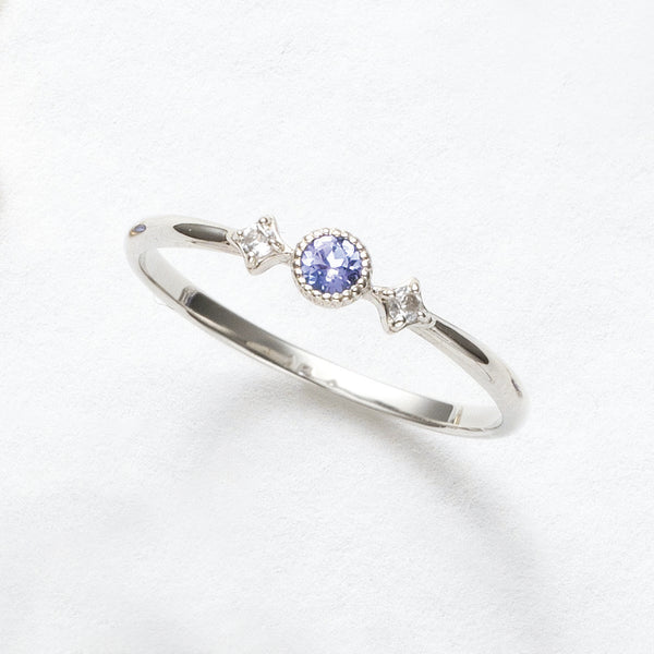 タンザナイト/ホワイトトパーズ プラチナリング(12月誕生石)《25V02208