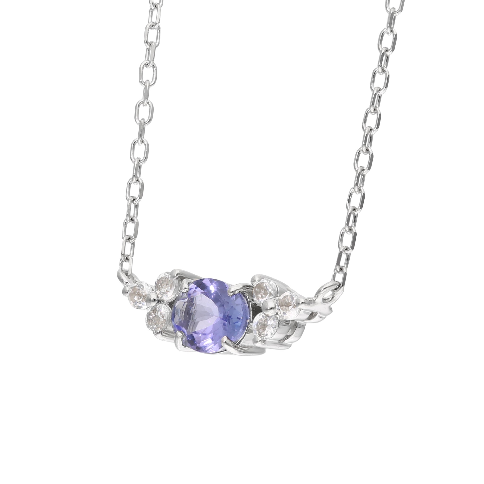 タンザナイト/ホワイトトパーズ プラチナネックレス(12月誕生石)《25V02210》